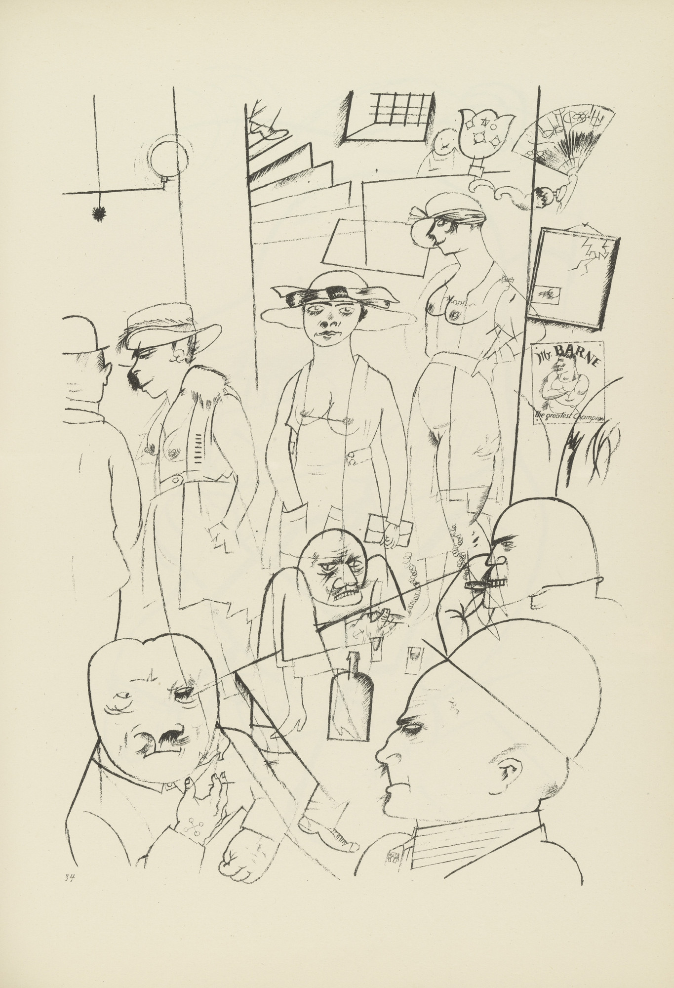 George Grosz. Nachts (plate, folio 42) from Ecce Homo