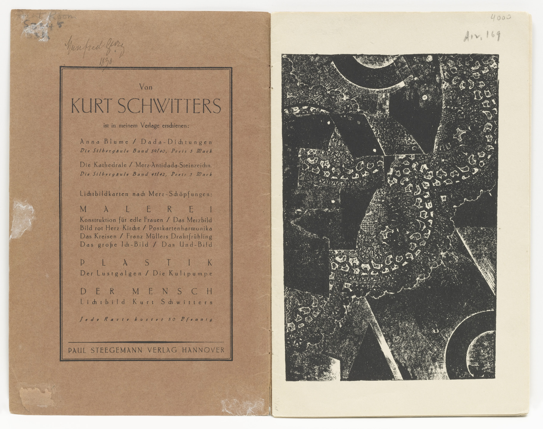 Kurt Schwitters. Plate (folio 1) from Die Kathedrale (Die Silbergäule, vol. 41/42). 1920
