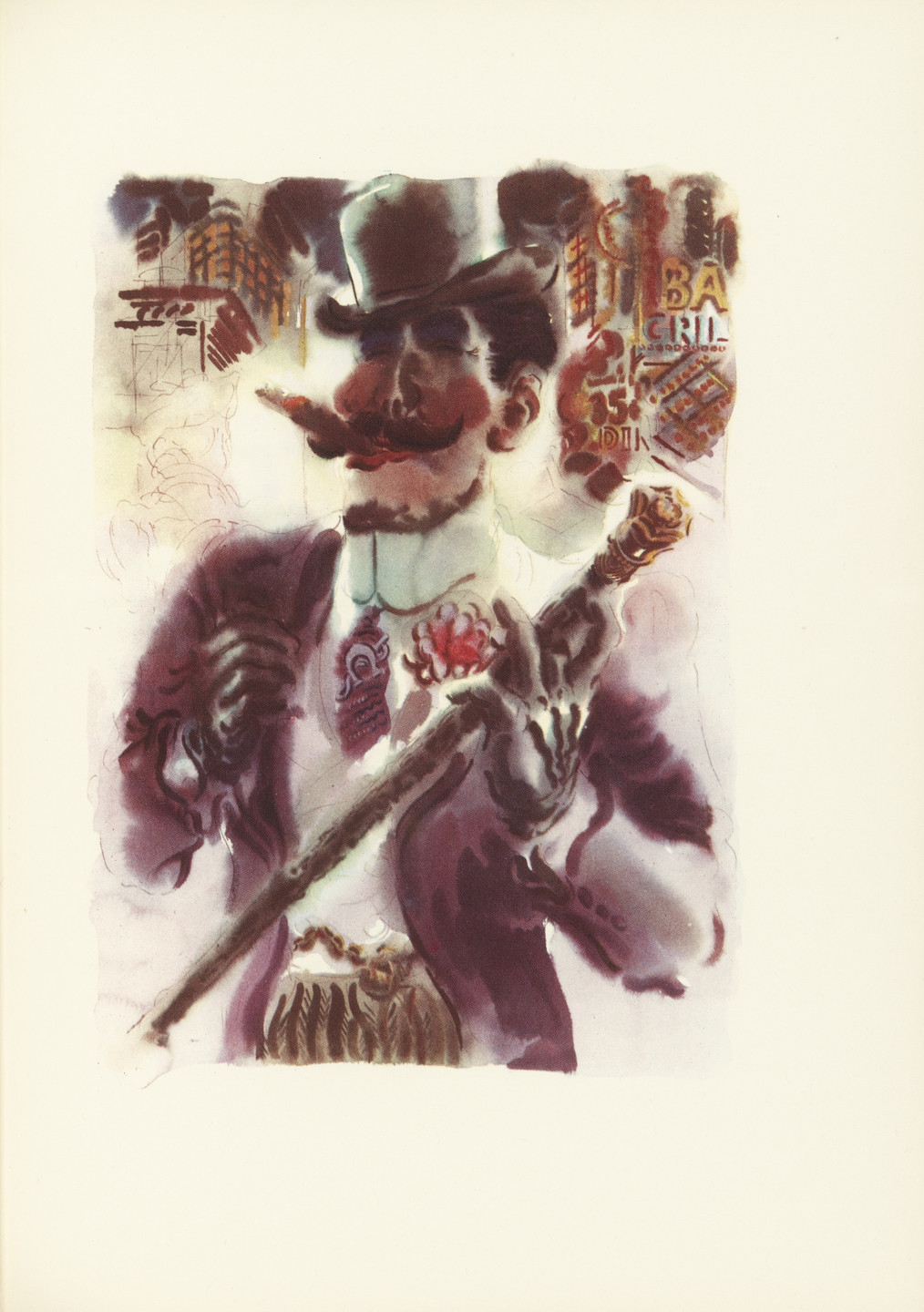 George Grosz. Man About Town (plate facing page 30) from The Voice of the City and Other Stories. 1935