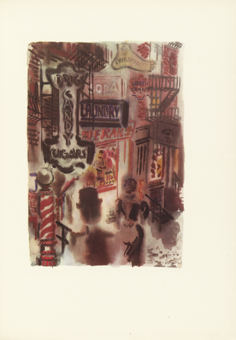 George Grosz. The Bowery (plate facing page 2) from The Voice of the City and Other Stories. 1935