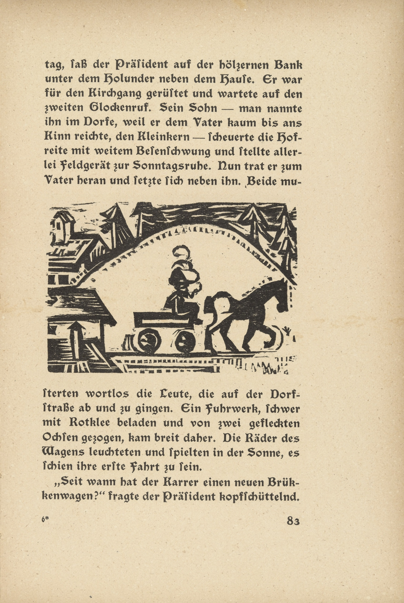 Ernst Ludwig Kirchner. Downfall: The Horse Cart (in-text plate, page 83) from Neben der Heerstrasse (Off the Main Road)