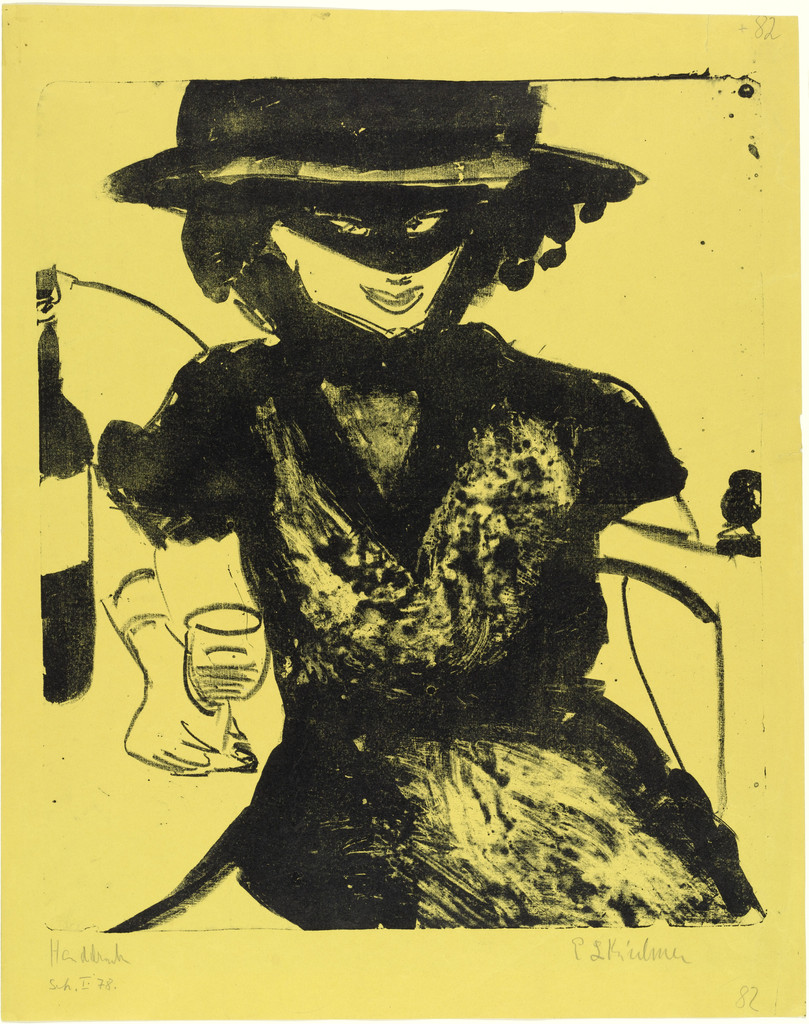 Gerty with Mask and Wineglass (Gerty mit Maske und Weinglas) by Ernst Ludwig Kirchner