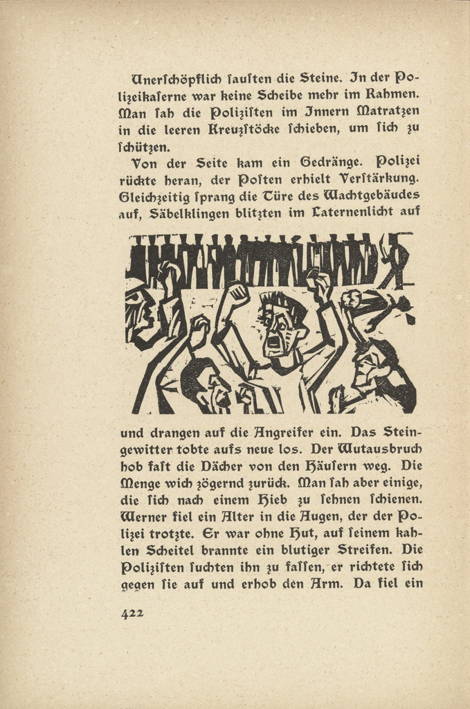 The Peace Apostle: The Riot (Der Friedensapostel: Aufruhr) (in-text plate, page 422) from Neben der Heerstrasse (Off the Main Road)