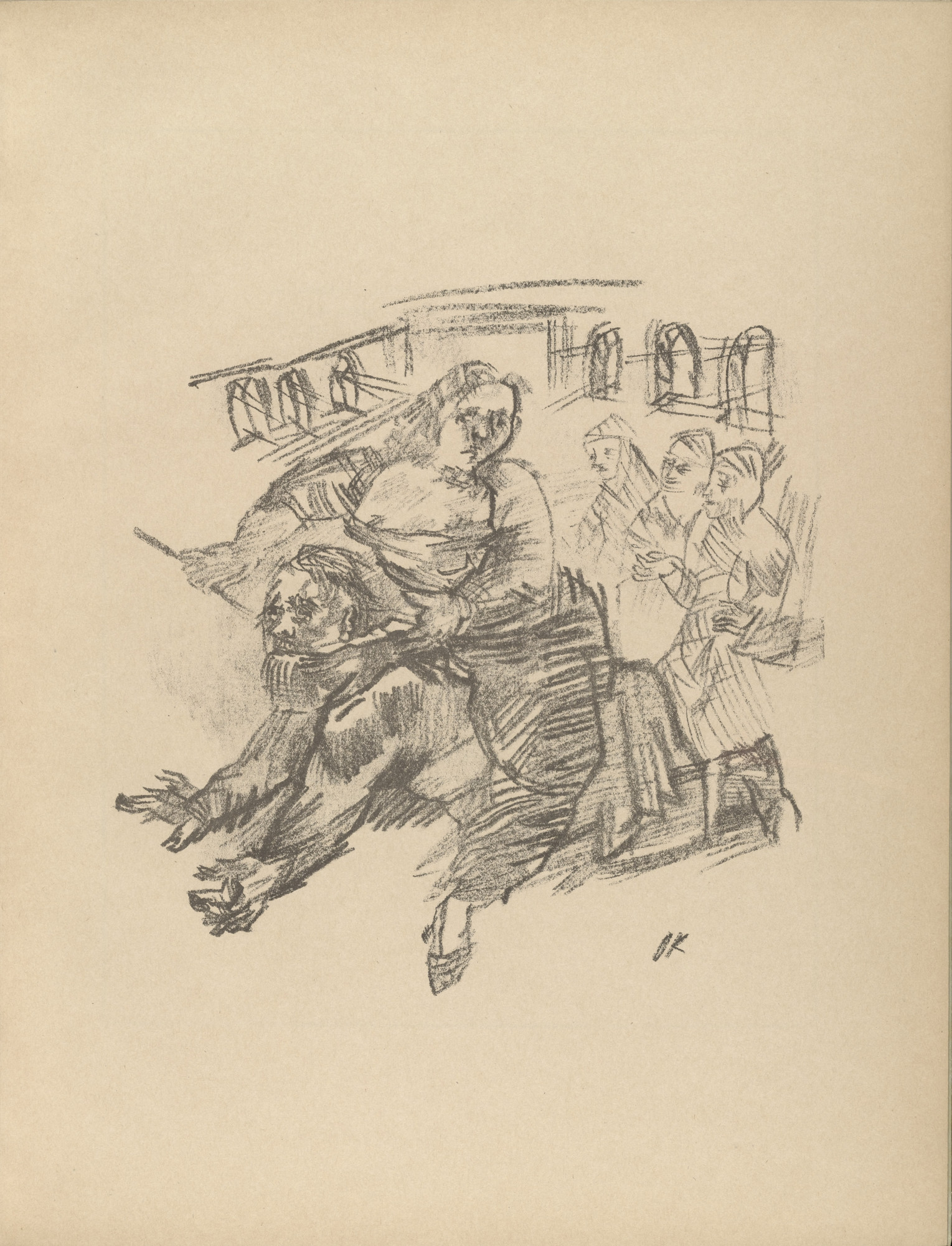 Oskar Kokoschka. Aristoteles and Phyllis (plate, folio 5) from Die Chinesische Mauer (The Great Wall of China)