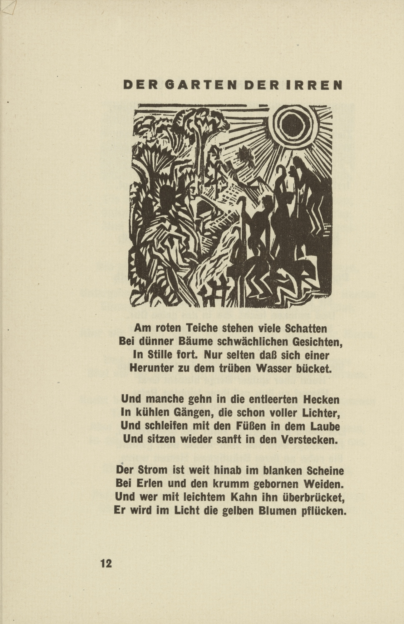 Ernst Ludwig Kirchner. The Garden of the Mad (headpiece, page 12) from Umbra vitae (Shadow of Life)