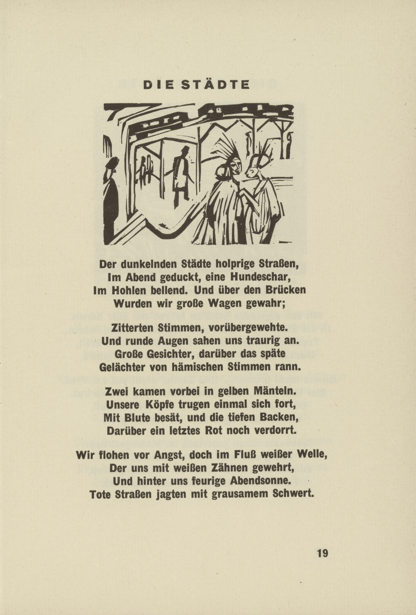 Ernst Ludwig Kirchner. The Cities (headpiece, page 19) from Umbra vitae (Shadow of Life)