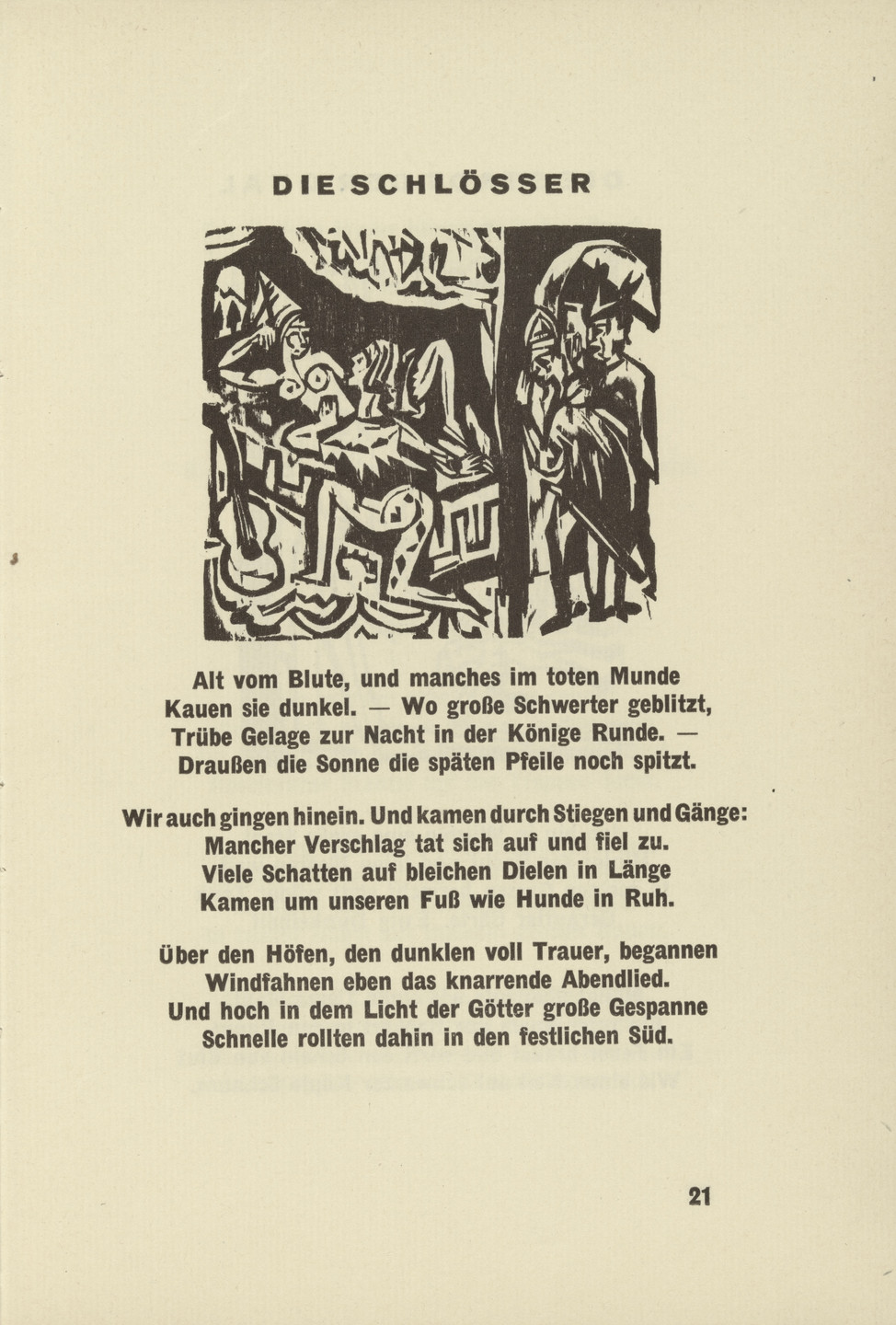 Ernst Ludwig Kirchner. The Castles (Die Schlösser) (headpiece, page 21) from Umbra vitae (Shadow of Life). 1924