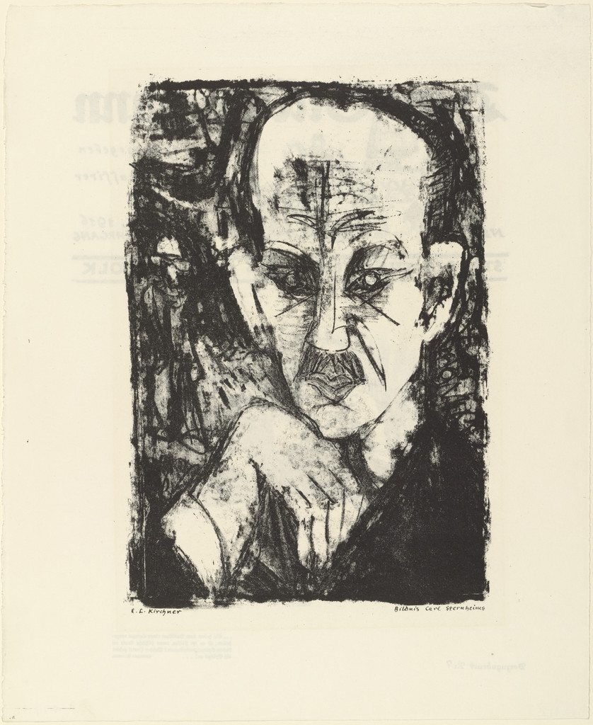 Portrait of Carl Sternheim (Bildnis Carl Sternheims) from the periodical Der Bildermann, No. 9 (recto); The New Society: Plate 1 (Die neue Gesellschaft: Blatt 1) from the periodical Der Bildermann, No. 9 (verso)