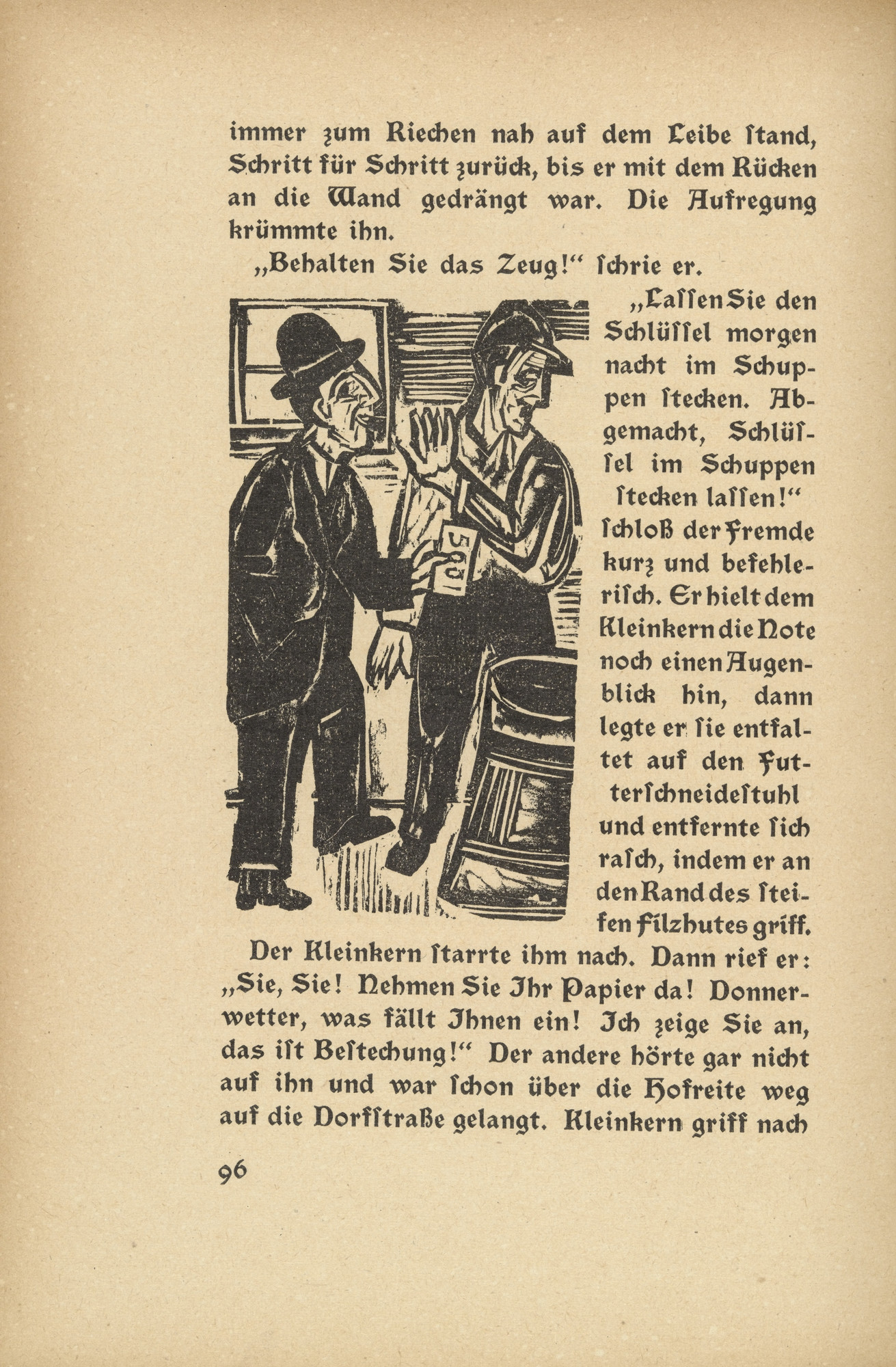 Ernst Ludwig Kirchner. Downfall: Kleinkern and the Stranger (in-text plate, page 96) from Neben der Heerstrasse (Off the Main Road)