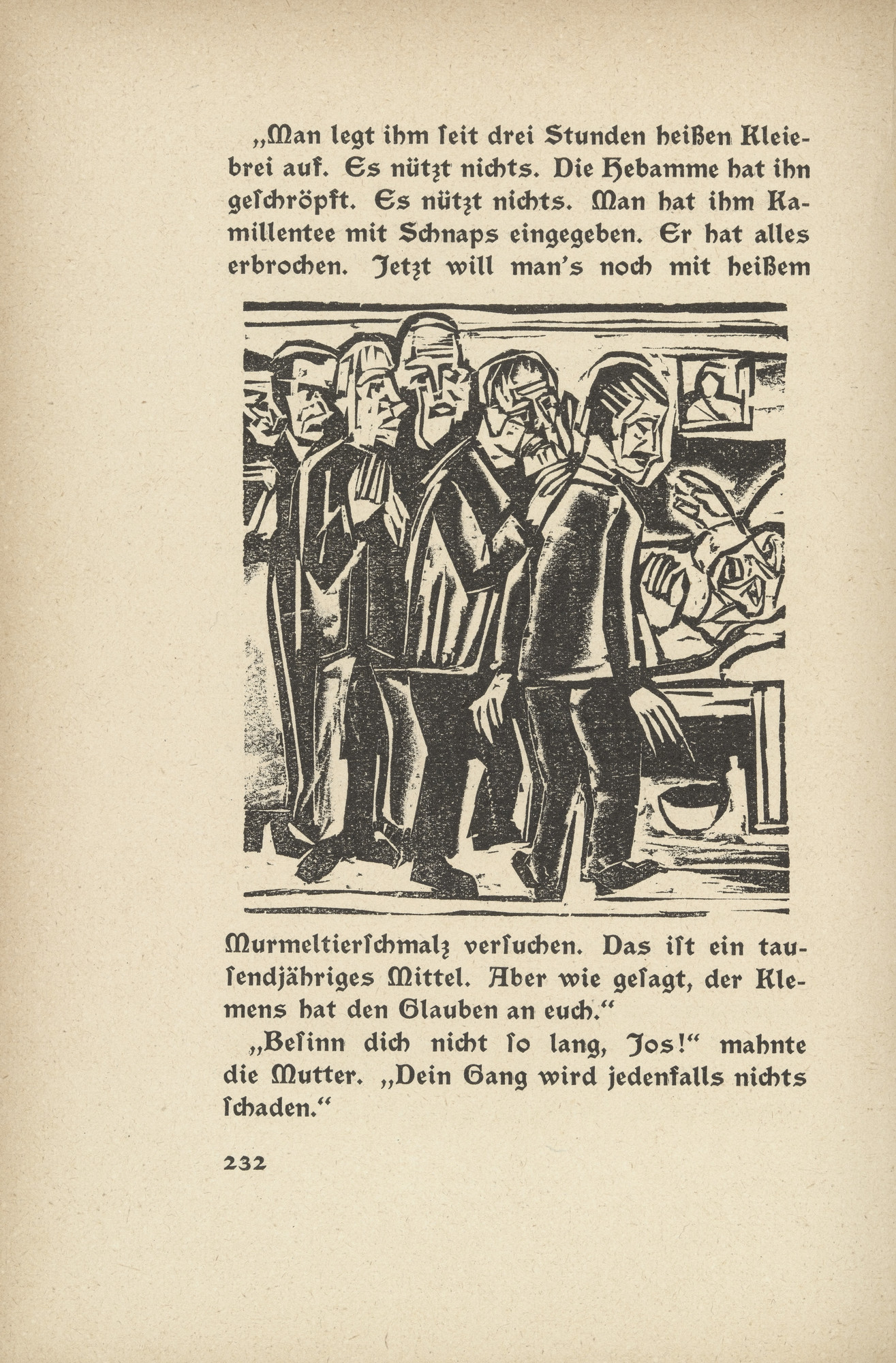Ernst Ludwig Kirchner. As Josua Grübler Found his Way: At the Deathbed (in-text plate, page 232) from Neben der Heerstrasse (Off the Main Road)