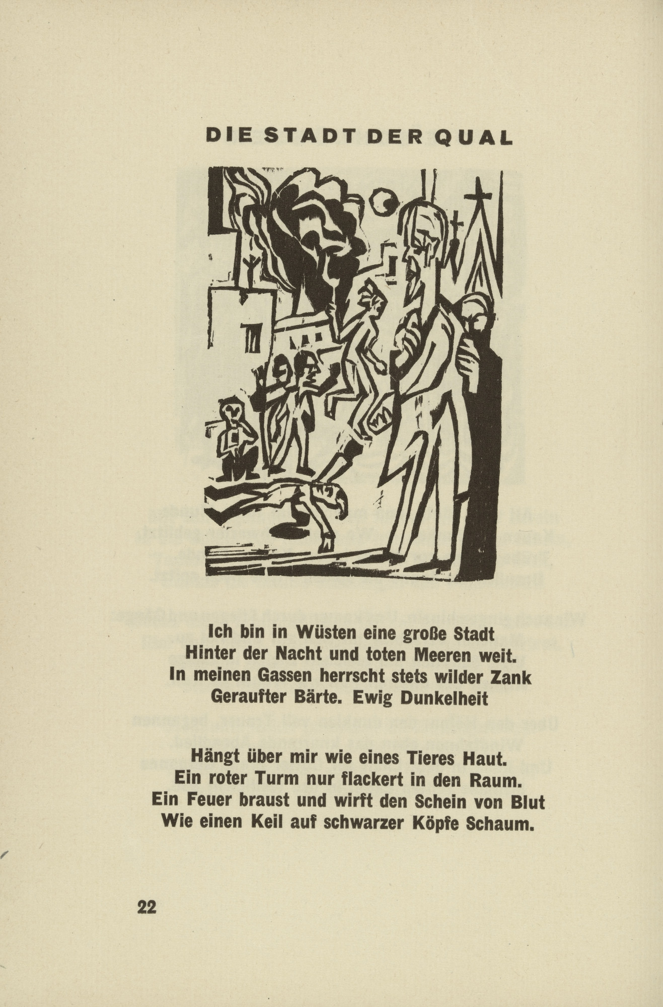 Ernst Ludwig Kirchner. The City of Agony (headpiece, page 22) from Umbra vitae (Shadow of Life)