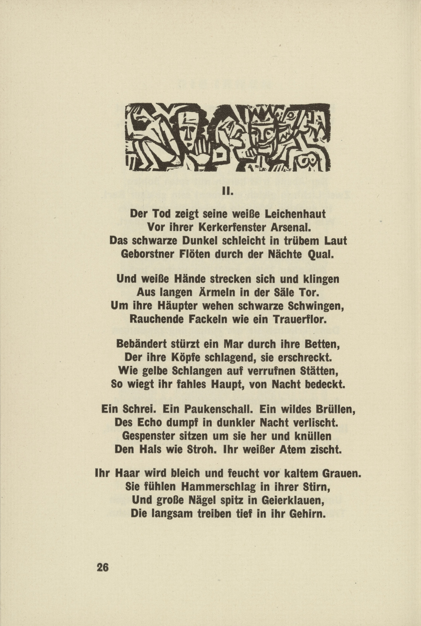 Ernst Ludwig Kirchner. The Mad II (headpiece, page 26) from Umbra vitae (Shadow of Life)