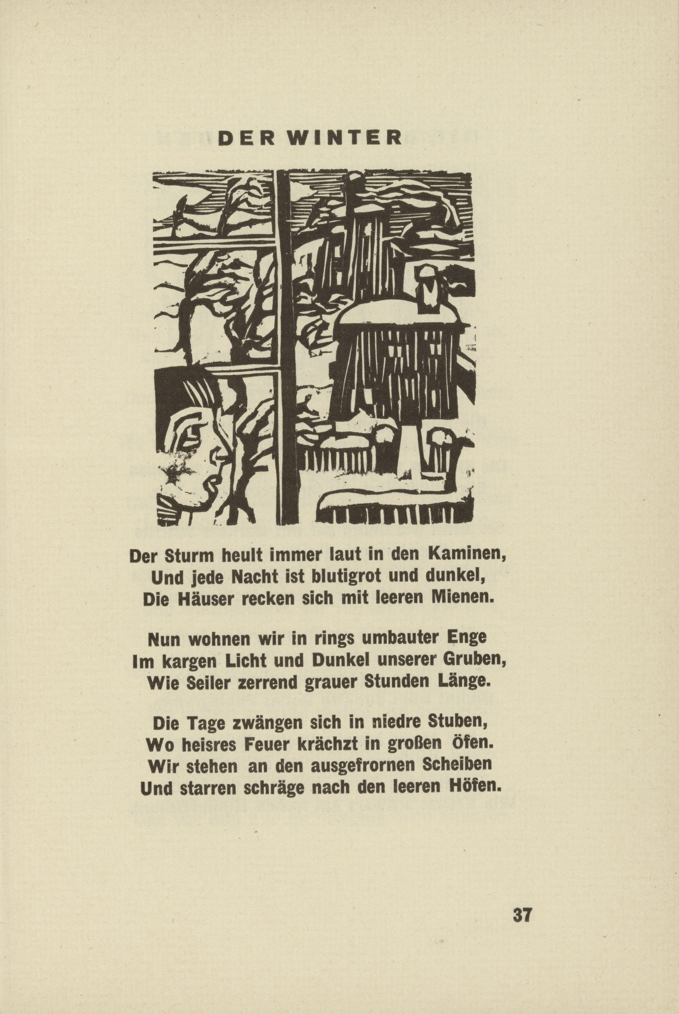 Ernst Ludwig Kirchner. The Winter (Der Winter) (headpiece, page 37) from Umbra vitae (Shadow of Life)