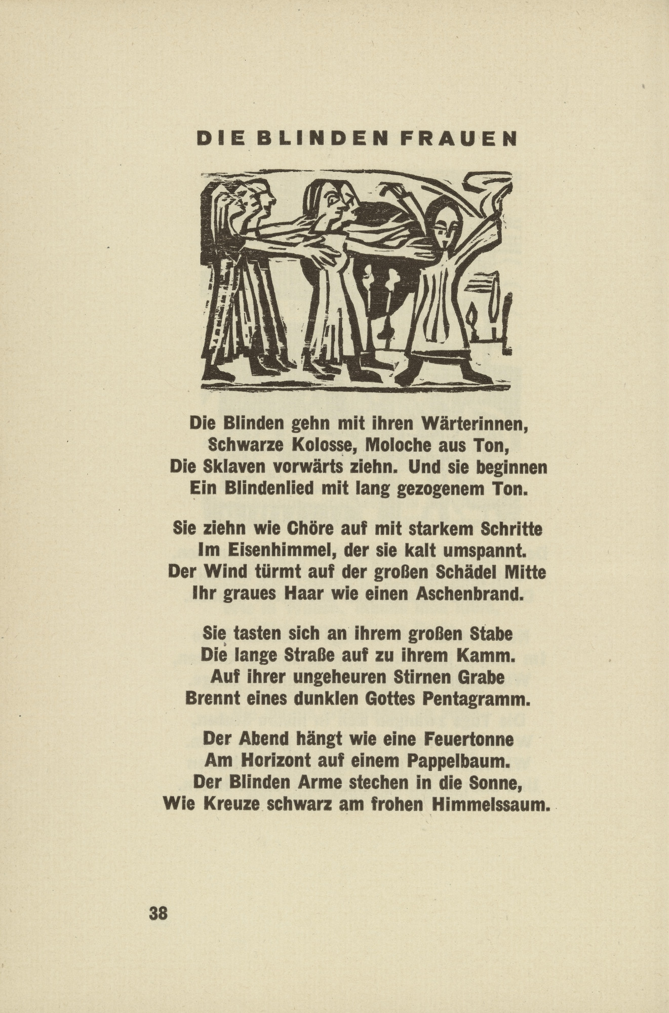 Ernst Ludwig Kirchner. THE BLIND WOMEN (HEADPIECE, PAGE 38) FROM UMBRA VITAE (SHADOW OF LIFE)