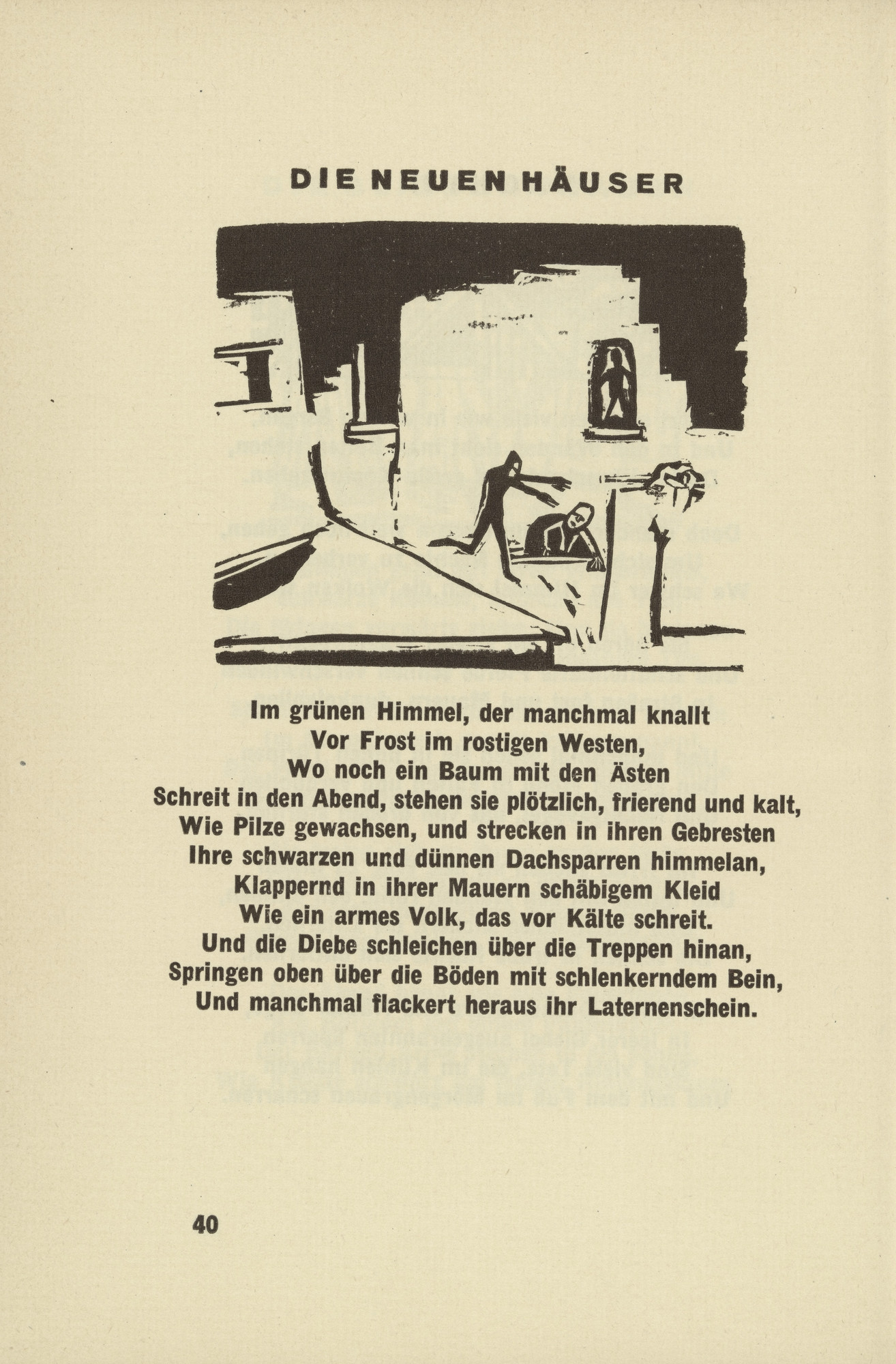 Ernst Ludwig Kirchner. The New Houses (headpiece, page 40) from Umbra vitae (Shadow of Life)
