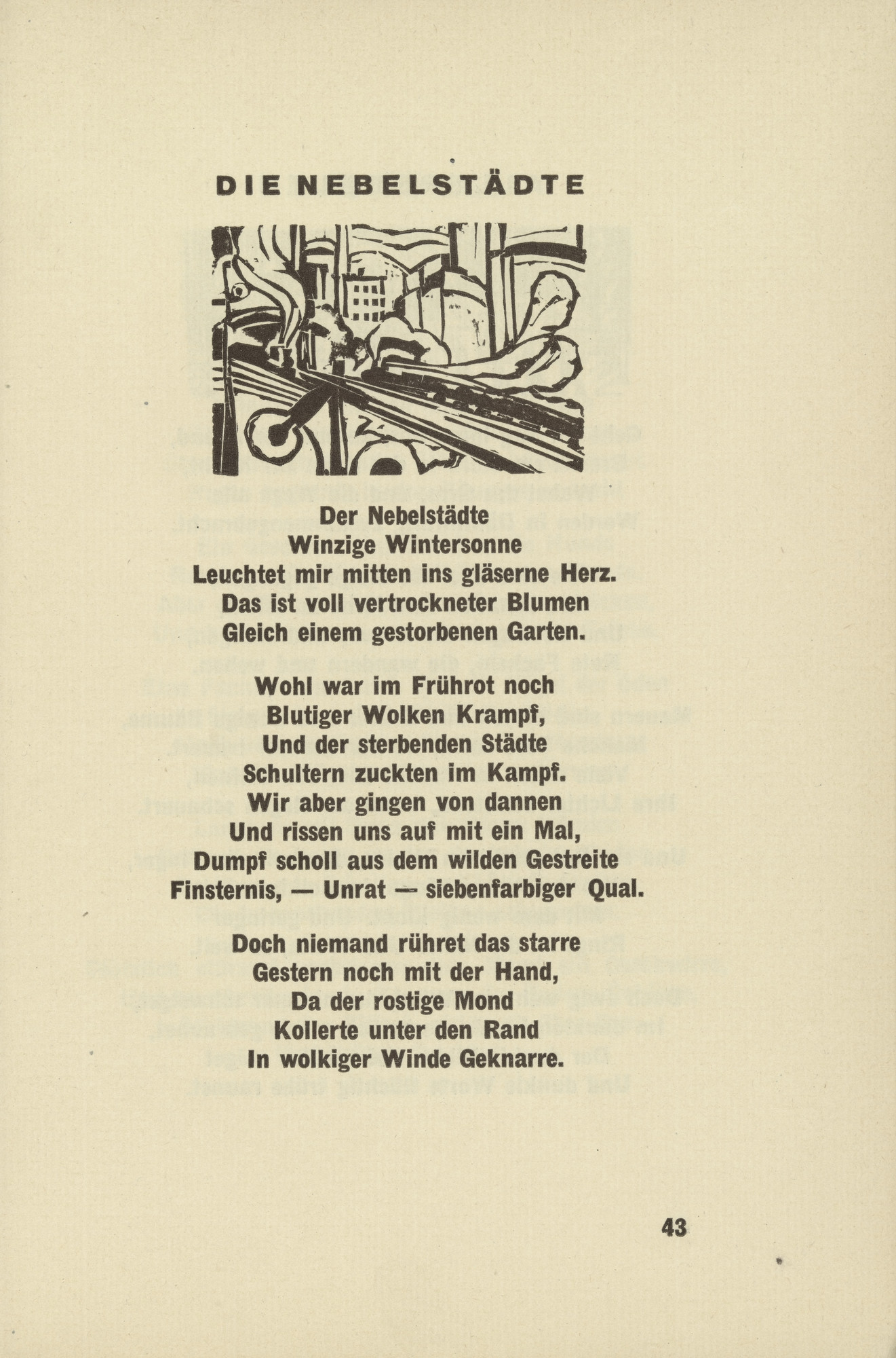 Ernst Ludwig Kirchner. The Misty Cities (headpiece, page 43) from Umbra vitae (Shadow of Life)