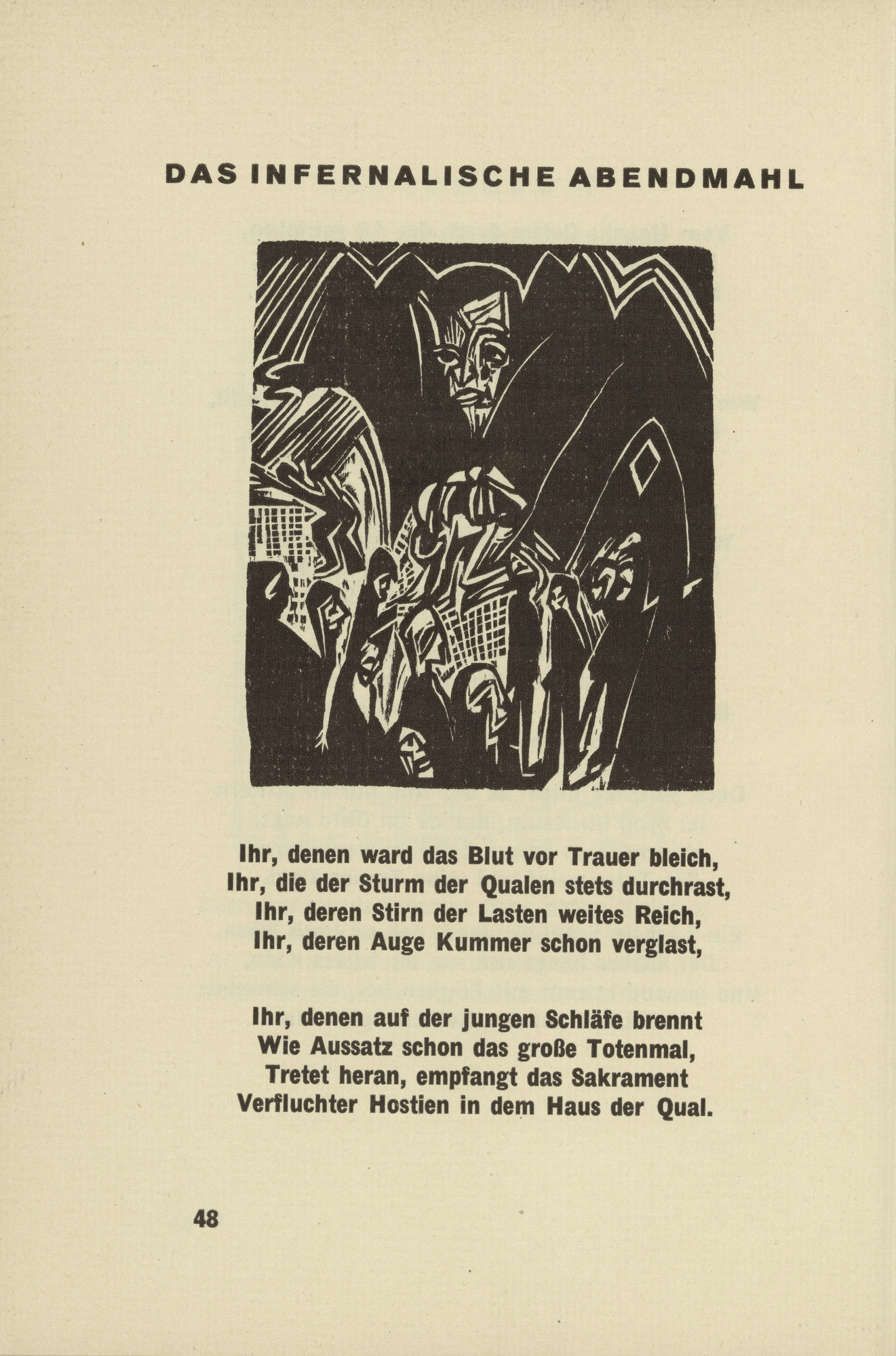 Ernst Ludwig Kirchner. The Infernal Last Supper (headpiece, page 48) from Umbra vitae (Shadow of Life)