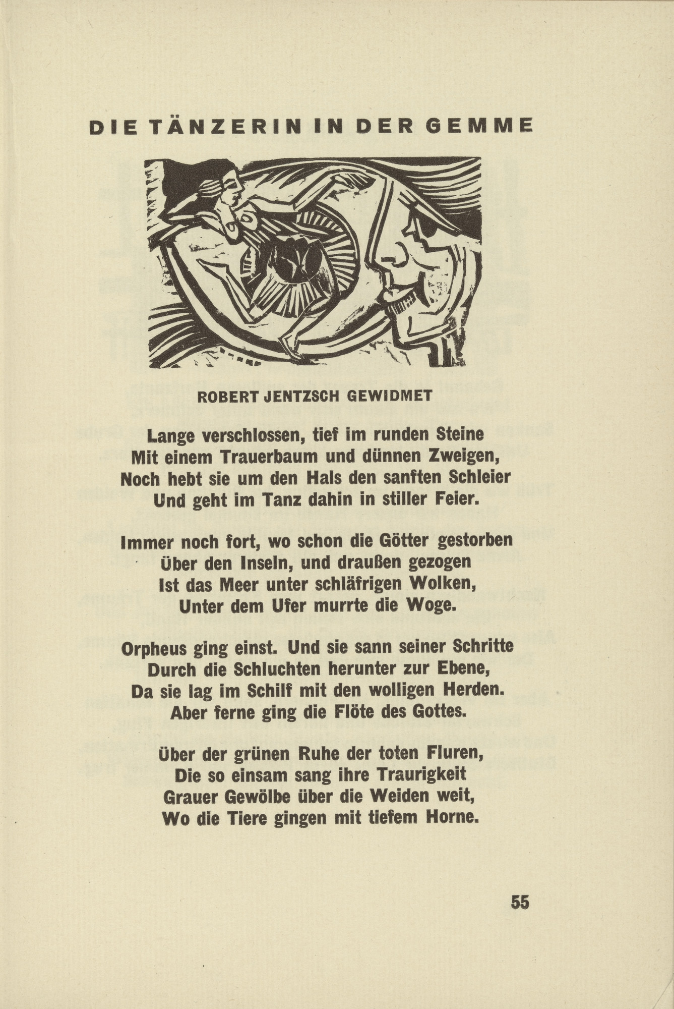 Ernst Ludwig Kirchner The Dancer In The Cameo Die Tanzerin In Der Gemme Headpiece Page 55 From Umbra Vitae Shadow Of Life 1924 Moma