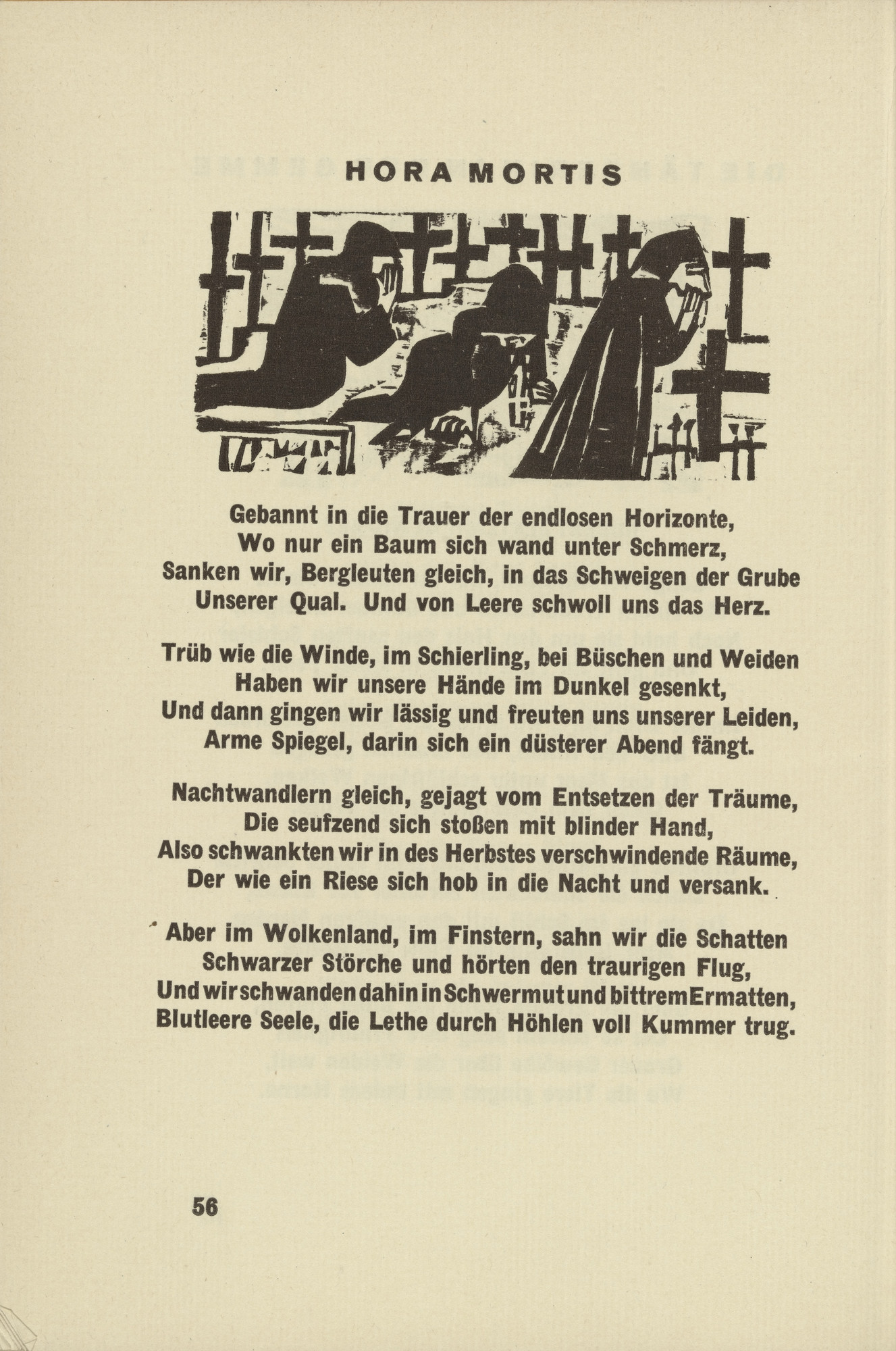 Ernst Ludwig Kirchner. Hour of Death (headpiece, page 56) from Umbra vitae (Shadow of Life)