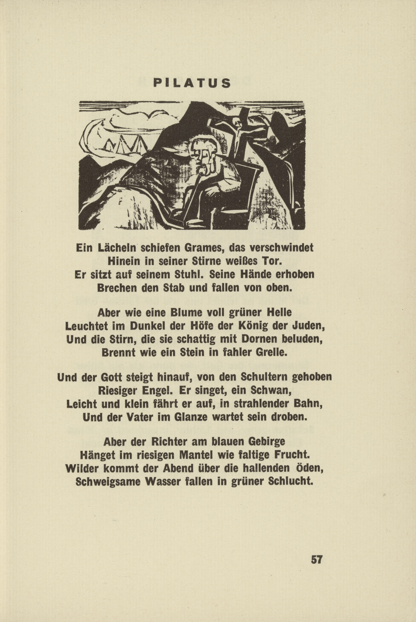 Ernst Ludwig Kirchner. Pilate (headpiece, page 57) from Umbra vitae (Shadow of Life)
