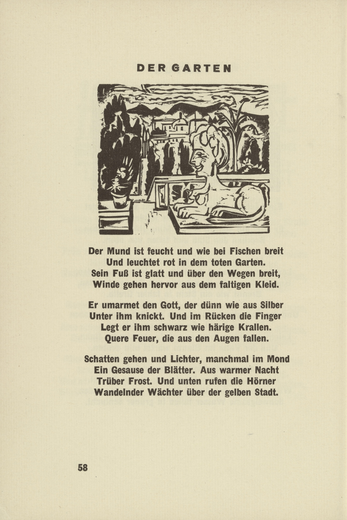 Ernst Ludwig Kirchner. The Garden (headpiece, page 58) from Umbra vitae (Shadow of Life)