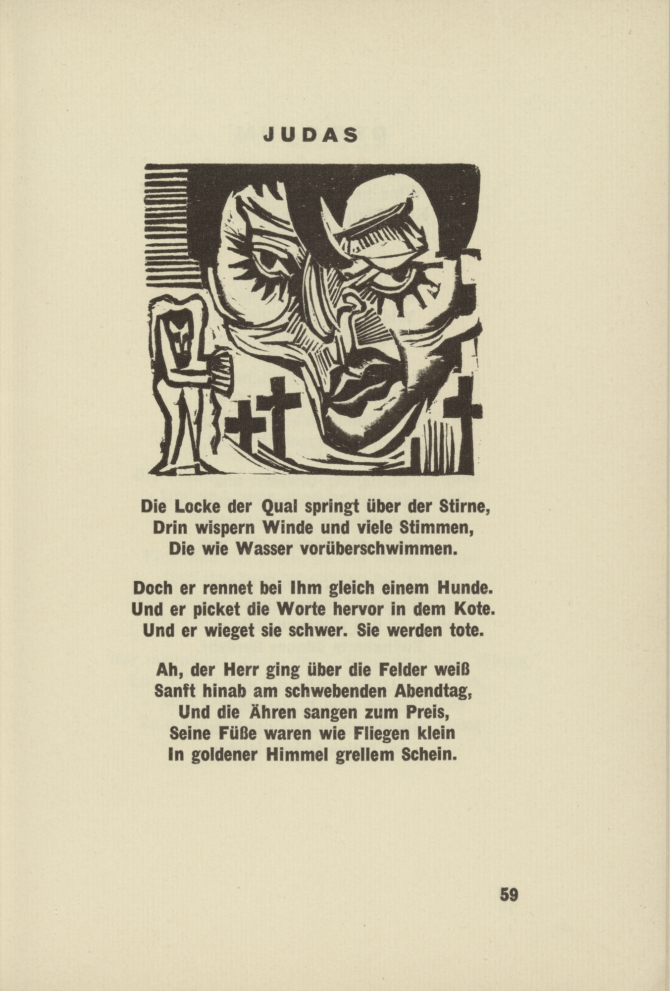 Ernst Ludwig Kirchner. Judas (headpiece, page 59) from Umbra vitae (Shadow of Life)