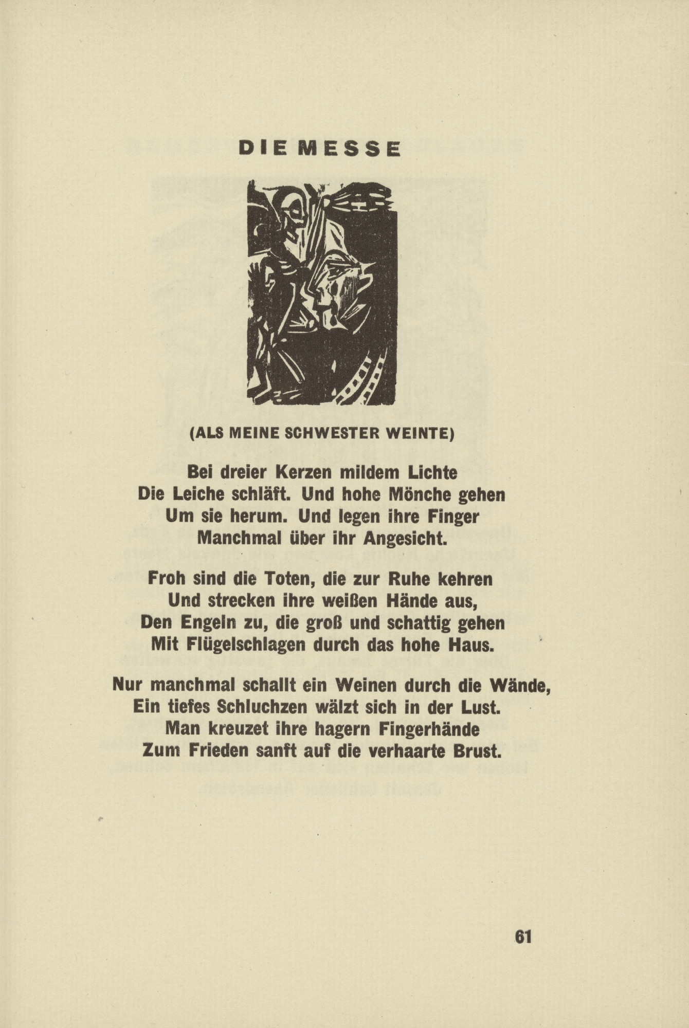 Ernst Ludwig Kirchner. The Mass (headpiece, page 61) from Umbra Vitae (Shadow of Life)