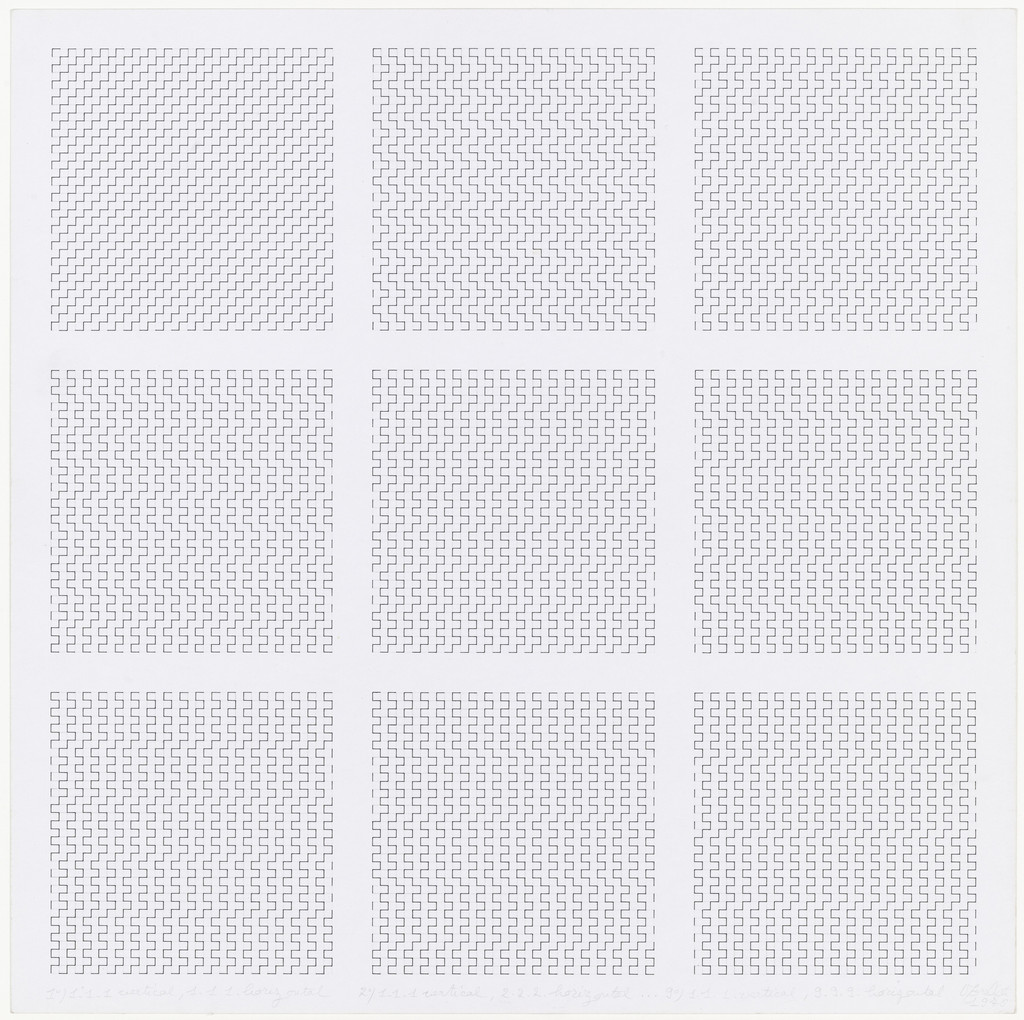 1º) 1.1.1 vertical, 1.1.1 horizontal, 2º) 1.1.1 vertical, 2.2.2 horizontal, 9º) 1.1.1 vertical, 9.9.9 horizontal