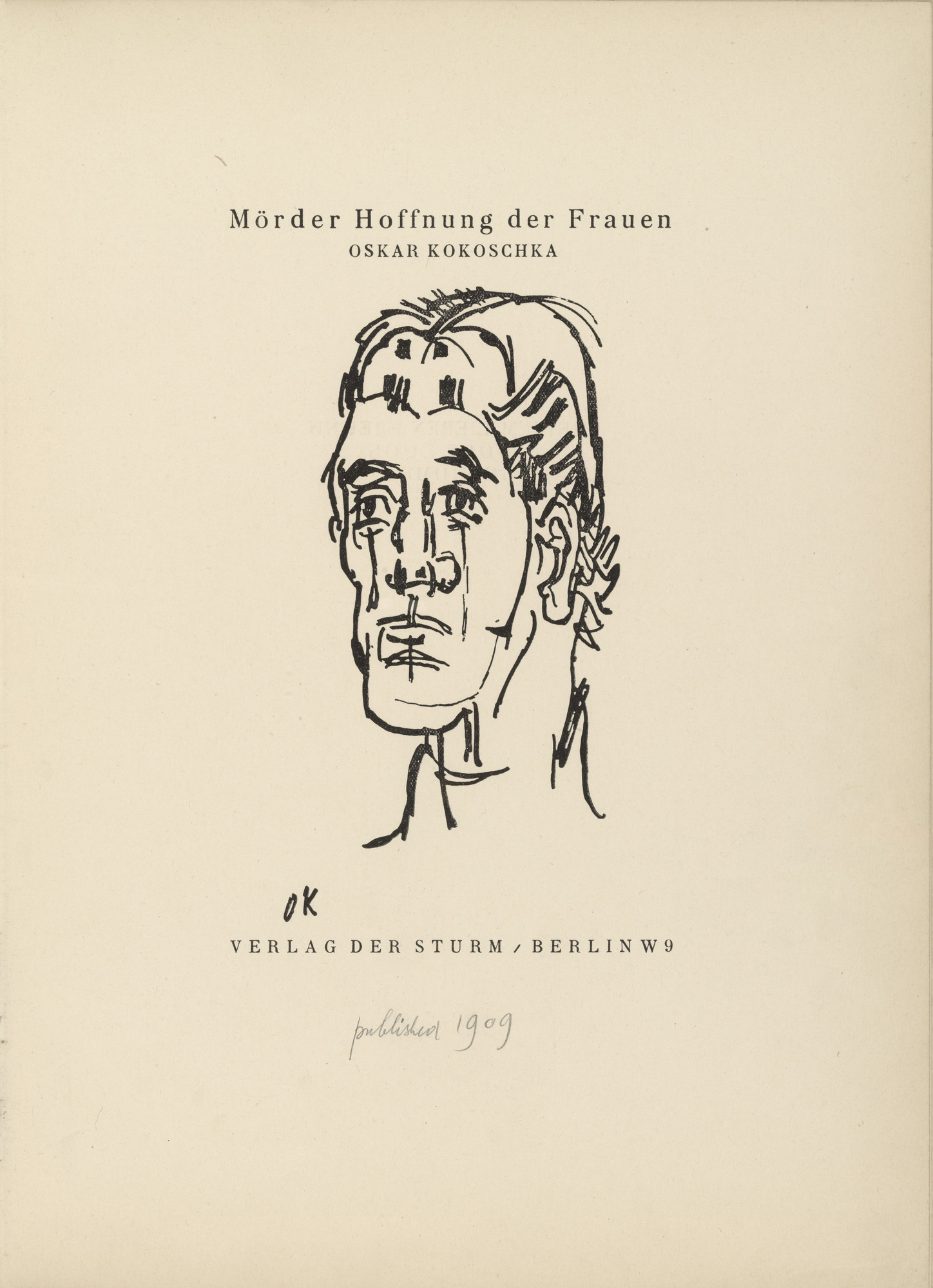 Oskar Kokoschka. Title page (folio 2) from Mörder, Hoffnung der Frauen ( Murderer, Hope of Women )