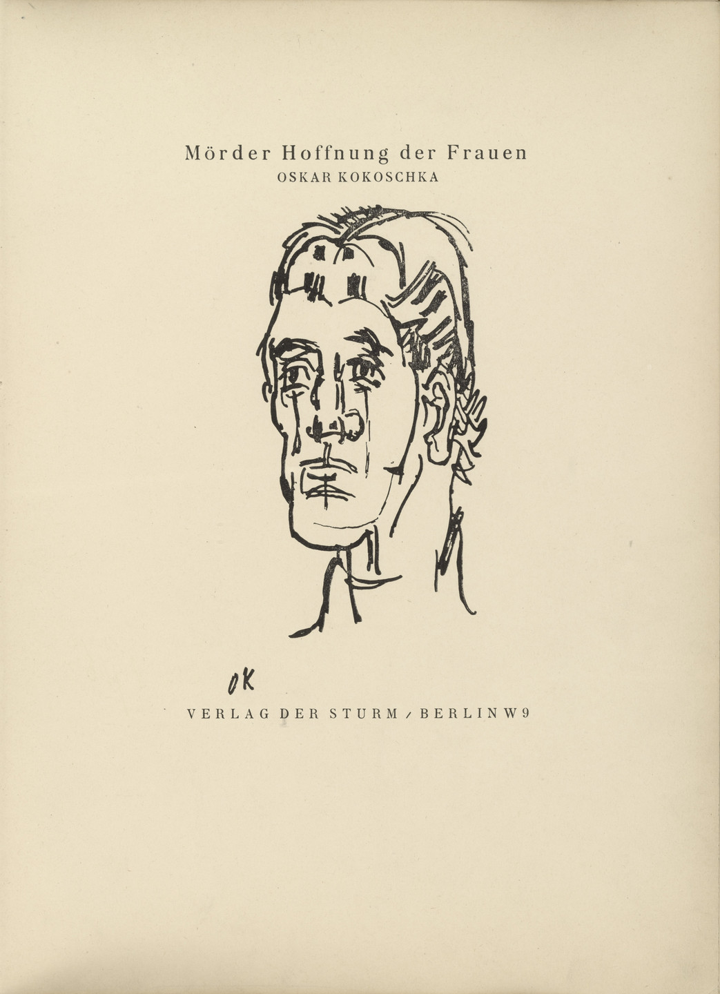 Oskar Kokoschka. Title page (folio 2) from Mörder, Hoffnung der Frauen (Murderer, Hope of Women). 1916 (original executed in 1910)
