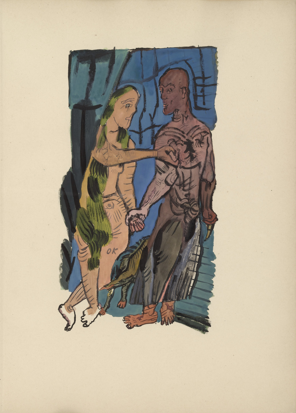 Oskar Kokoschka. Plate (folio 4) from Mörder, Hoffnung der Frauen (Murderer, Hope of Women). 1916 (original executed in 1910)