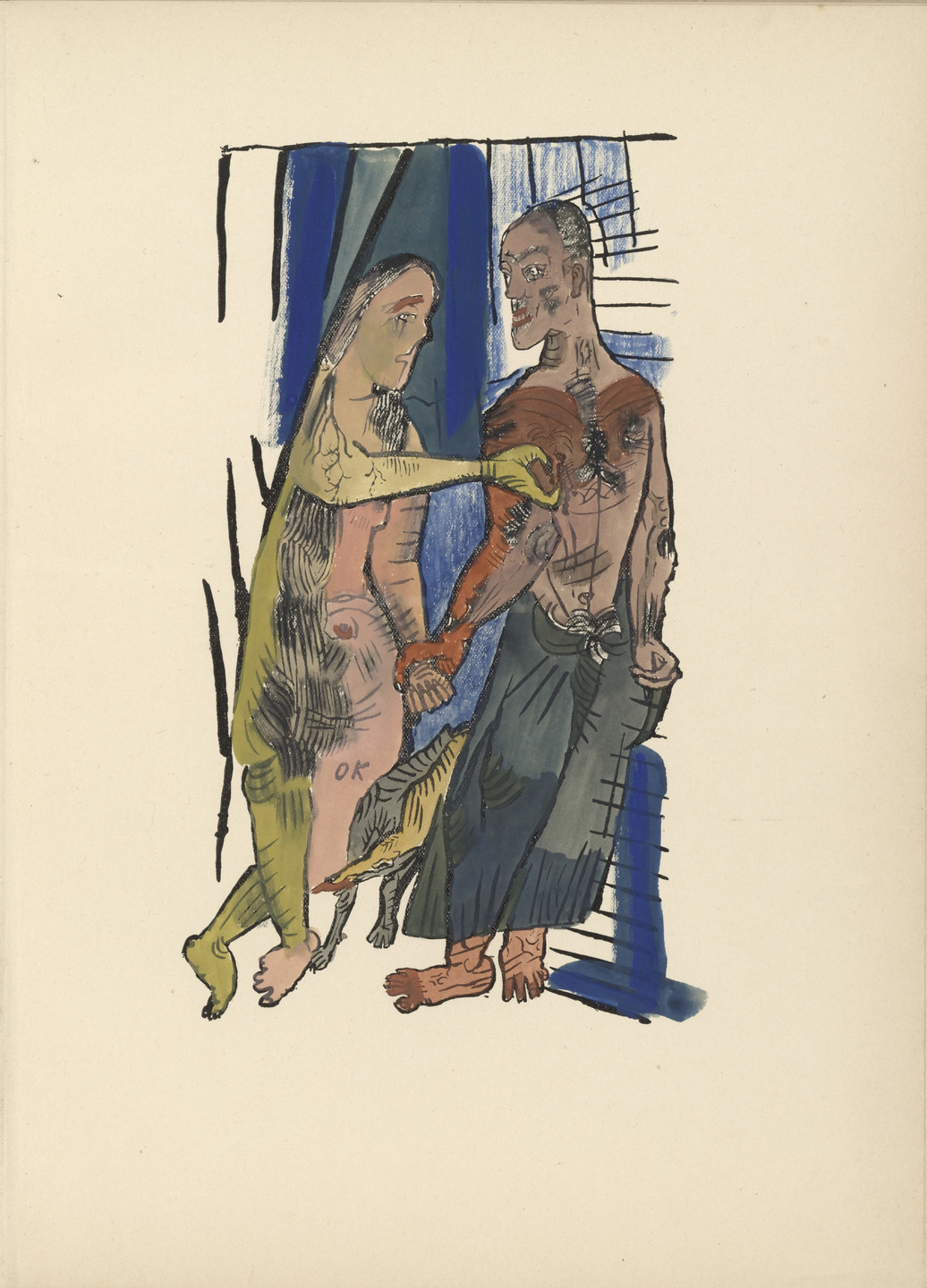 Oskar Kokoschka. Plate (folio 4) from Mörder, Hoffnung der Frauen (Murderer, Hope of Women). 1916 (original executed in 1910)