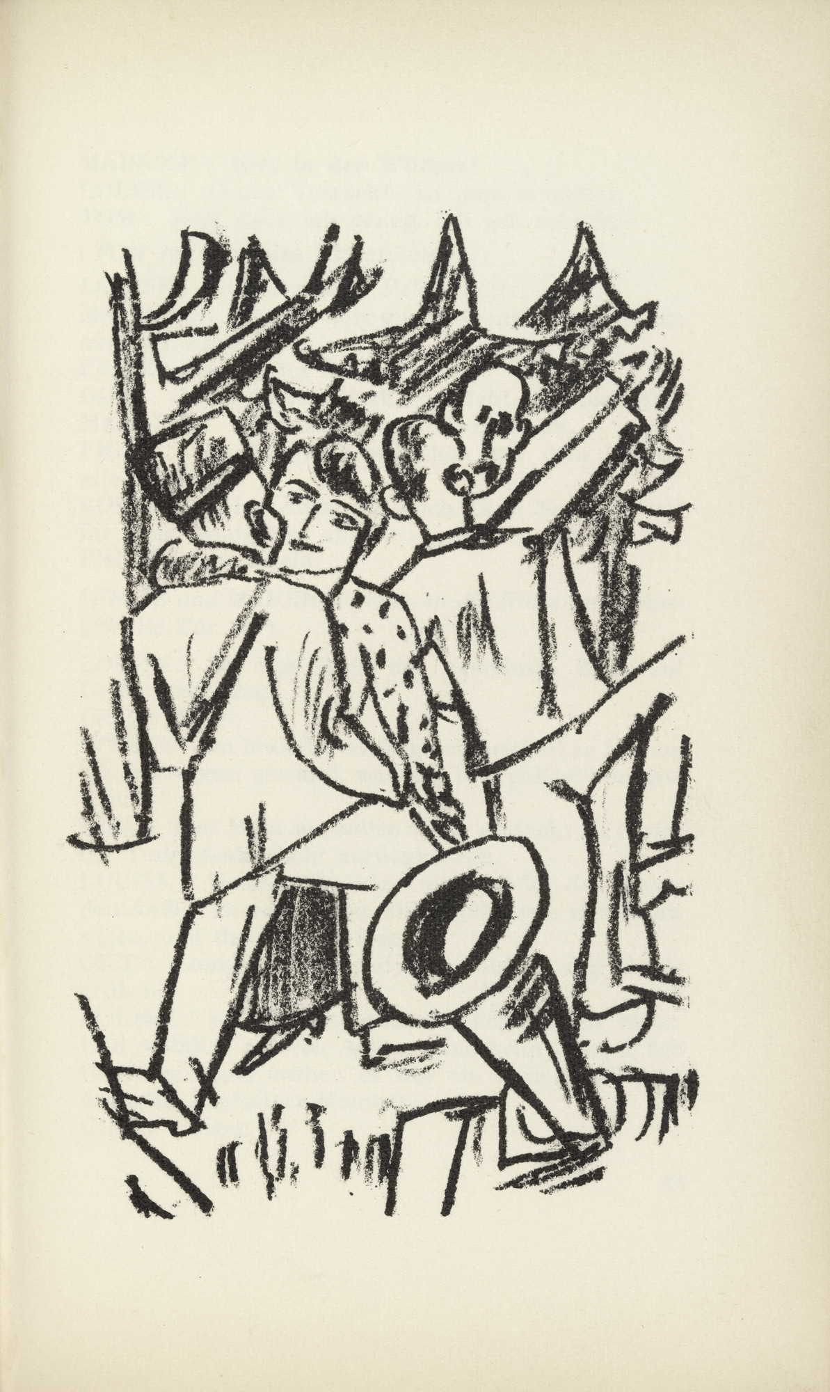 Max Beckmann. Second Illustration for Scene 5 (plate facing page 64) from Der Mensch ist kein Haustier (Man Is Not a Domestic Animal)