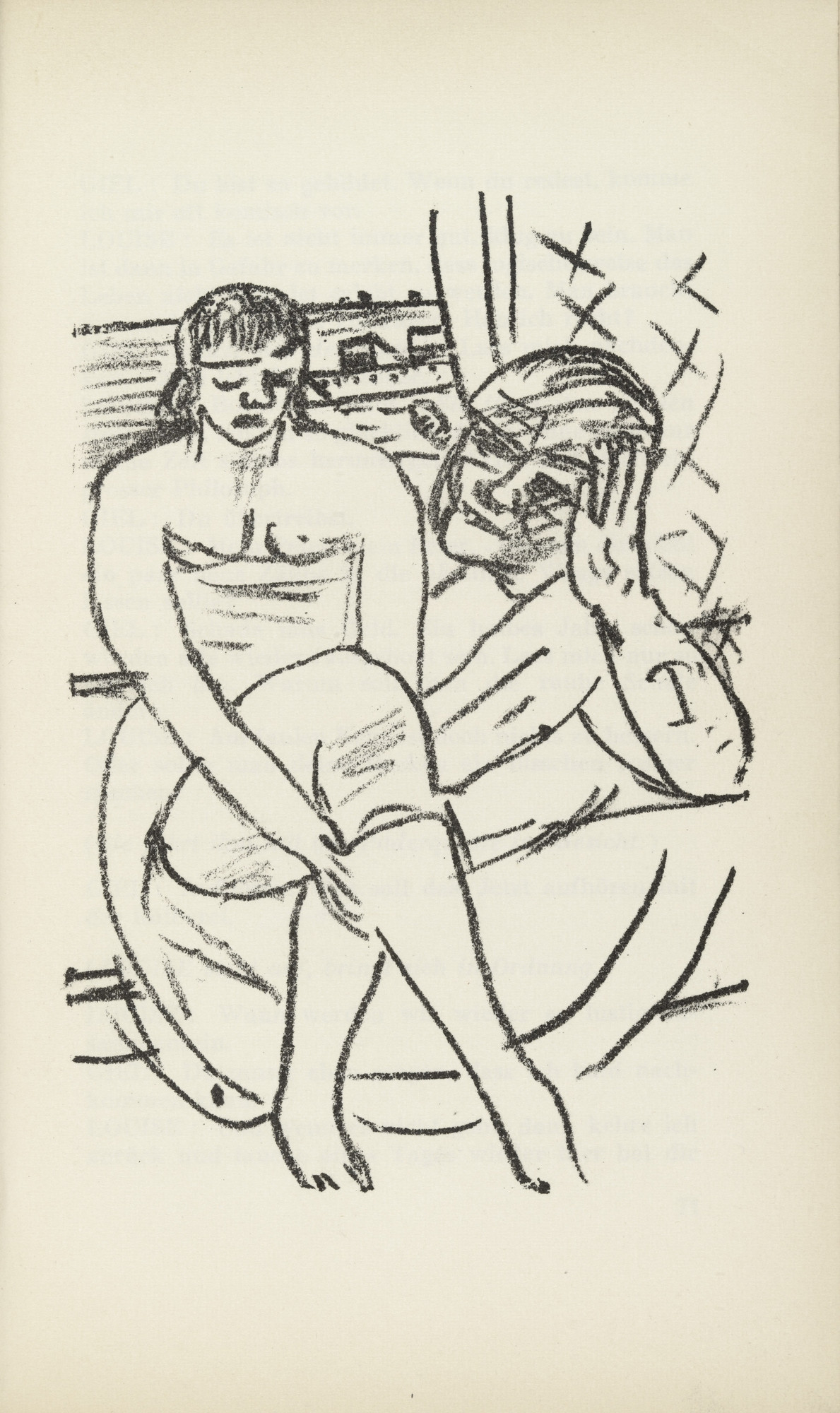 Max Beckmann. Illustration for Scene 6 (plate facing page 70) from Der Mensch ist kein Haustier (Man Is Not a Domestic Animal)