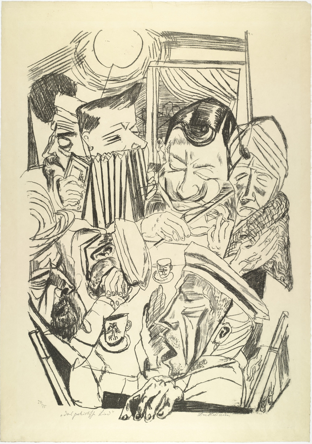 Max Beckmann. The Patriotic Song (plate 9) [Das patriotische Lied (Blatt 9)] from Hell (Die Hölle). 1919