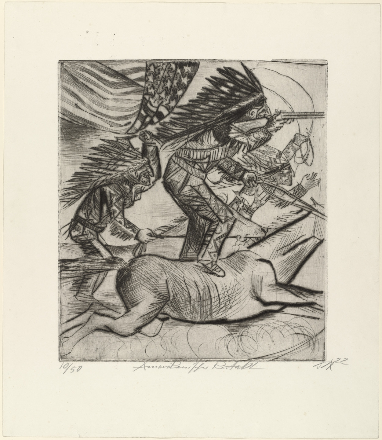 Otto Dix. American Riding Act (Amerikanischer Reitakt) from the portfolio Circus (Zirkus). 1922