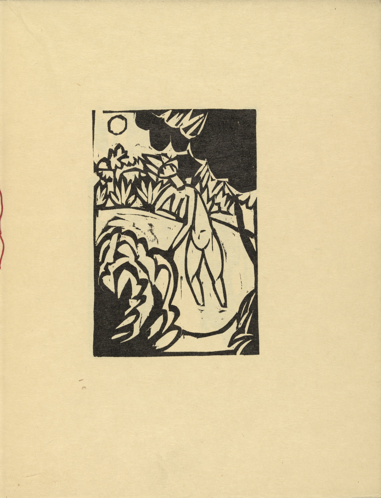 Ernst Ludwig Kirchner. The Canoness in the Lake (plate, folio 4) from Das Stiftsfräulein und der Tod (The Canoness and Death)
