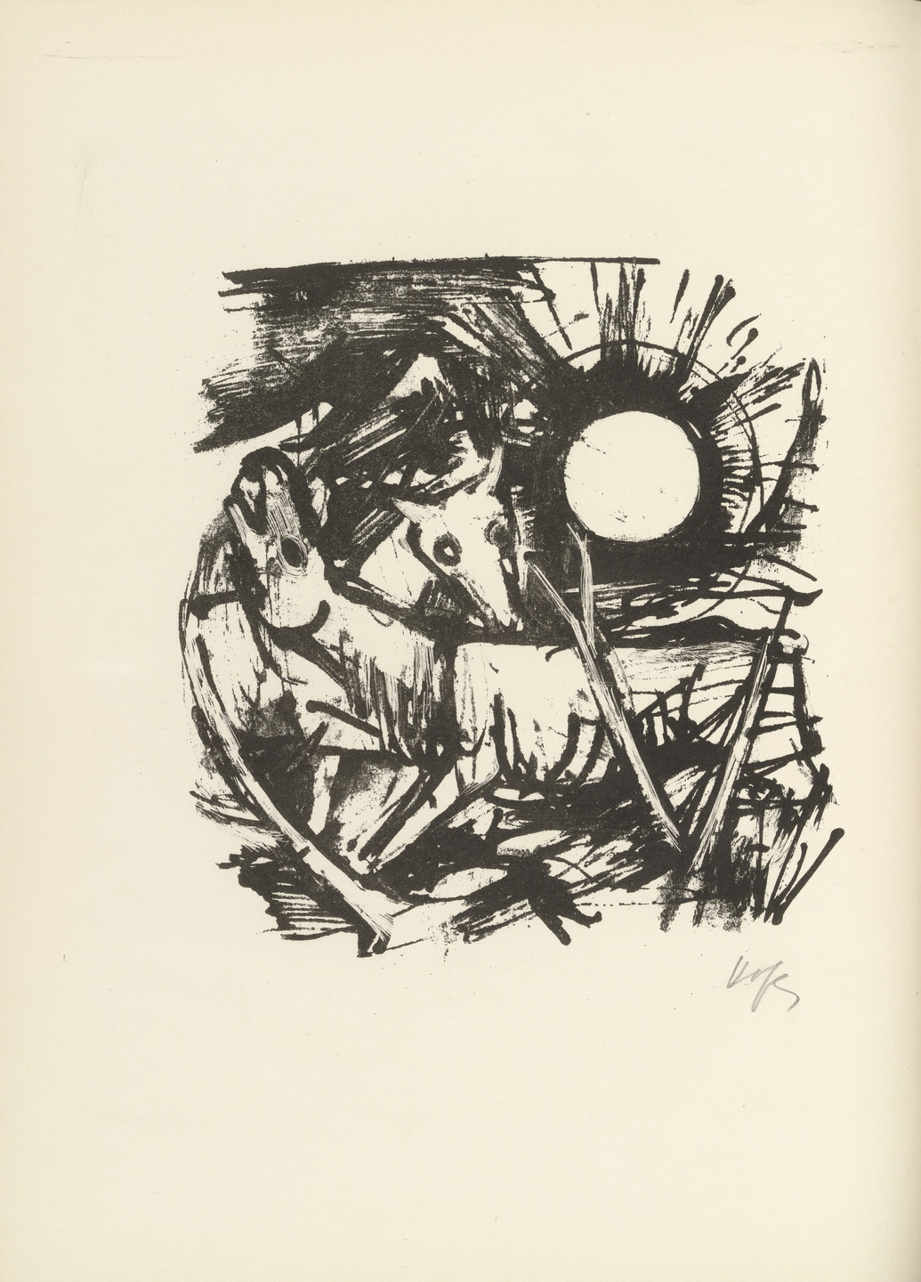 Karl Hofer. Plate 3 (folio 7 verso) from Liebesgedichte (Love Poems). 1922