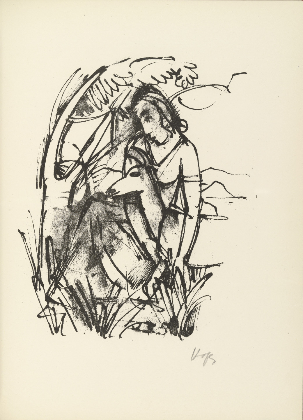 Karl Hofer. Plate 4 (folio 10) from Liebesgedichte (Love Poems). 1922