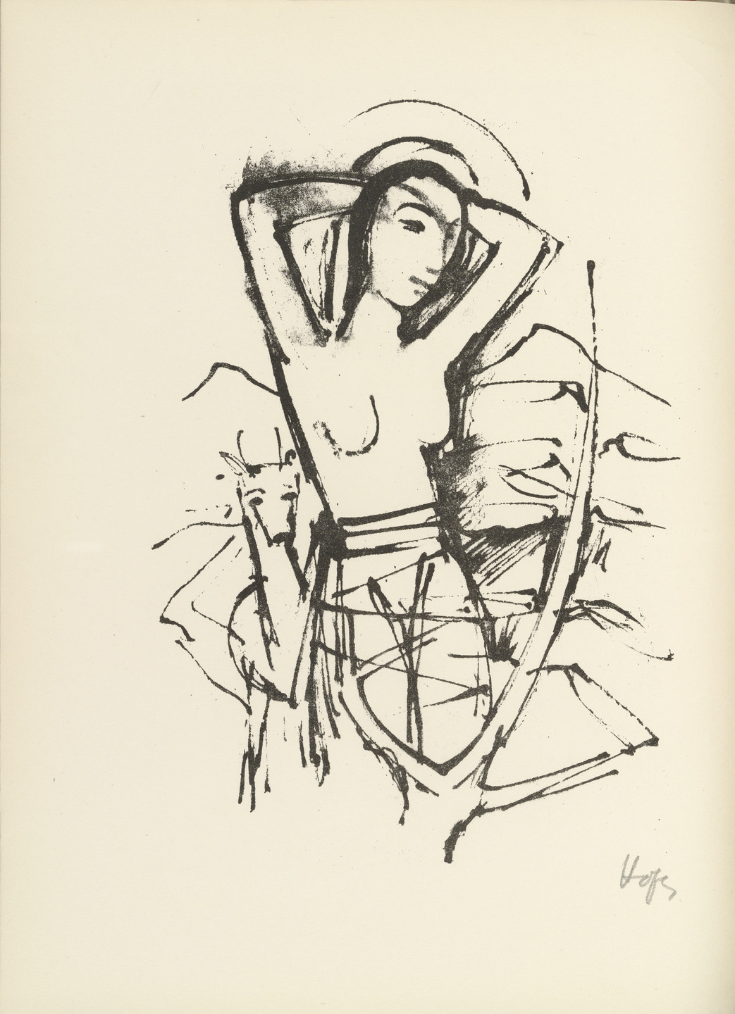 Karl Hofer. Plate 5 (folio 11 verso) from Liebesgedichte (Love Poems). 1922
