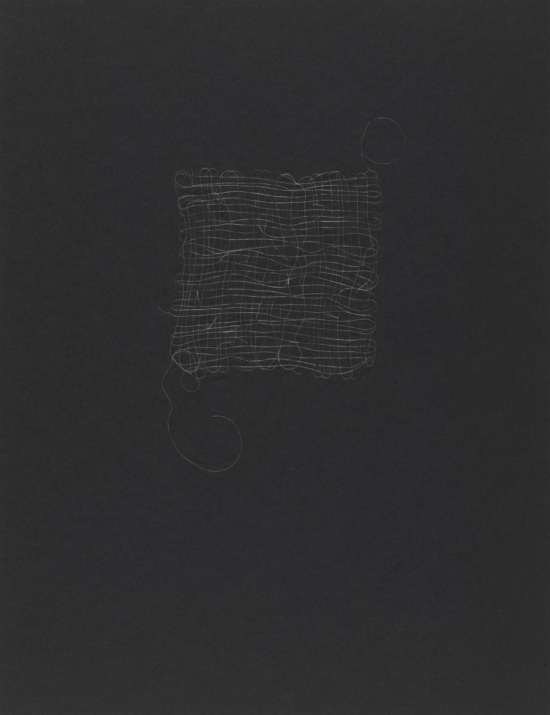 Untitled (grey hair grid with knots 3)