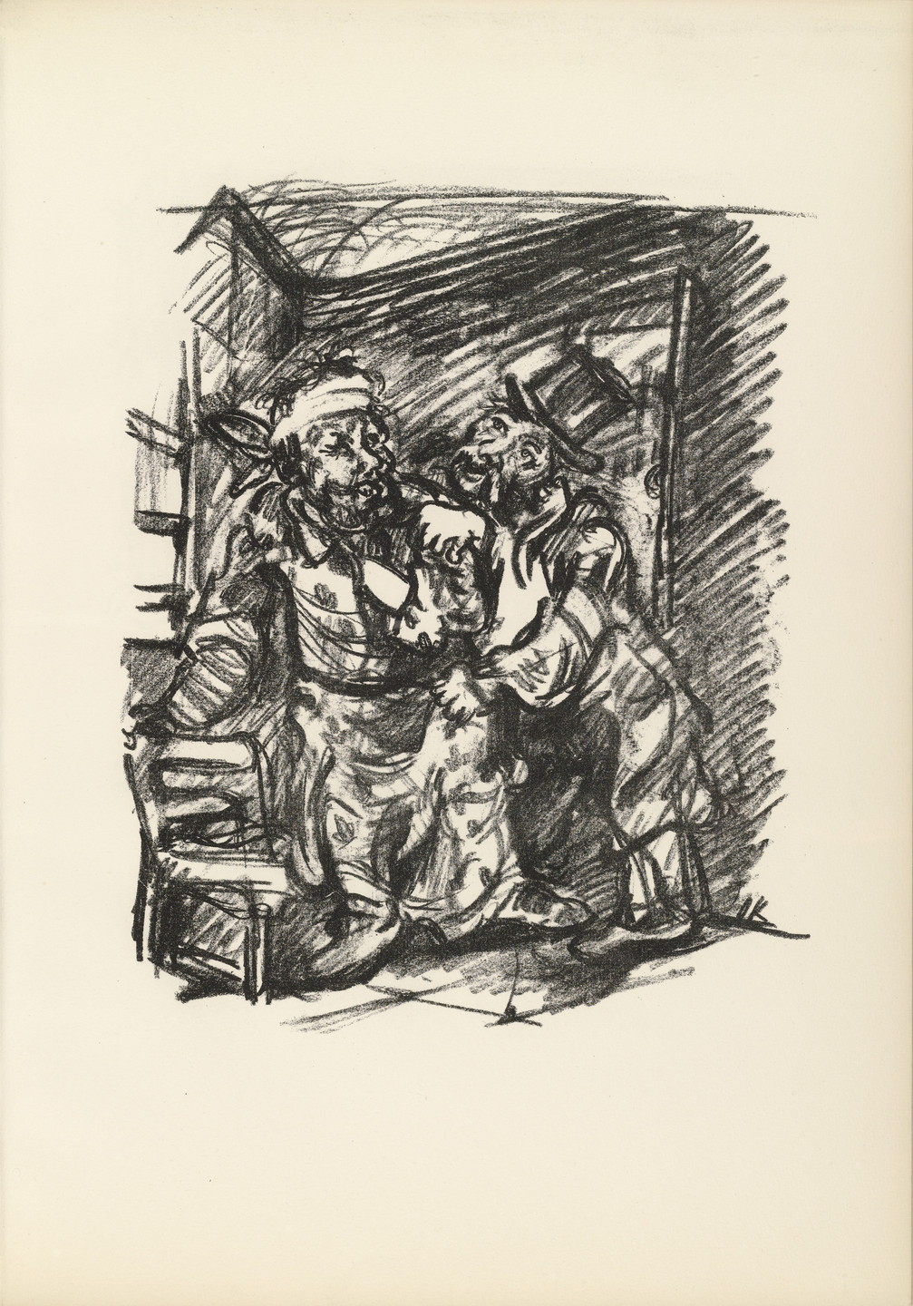 Oskar Kokoschka. Job and the Contortionist (Hiob und der Kautschukmann) (plate, page 19) from Hiob (Job). 1916–17, published 1917