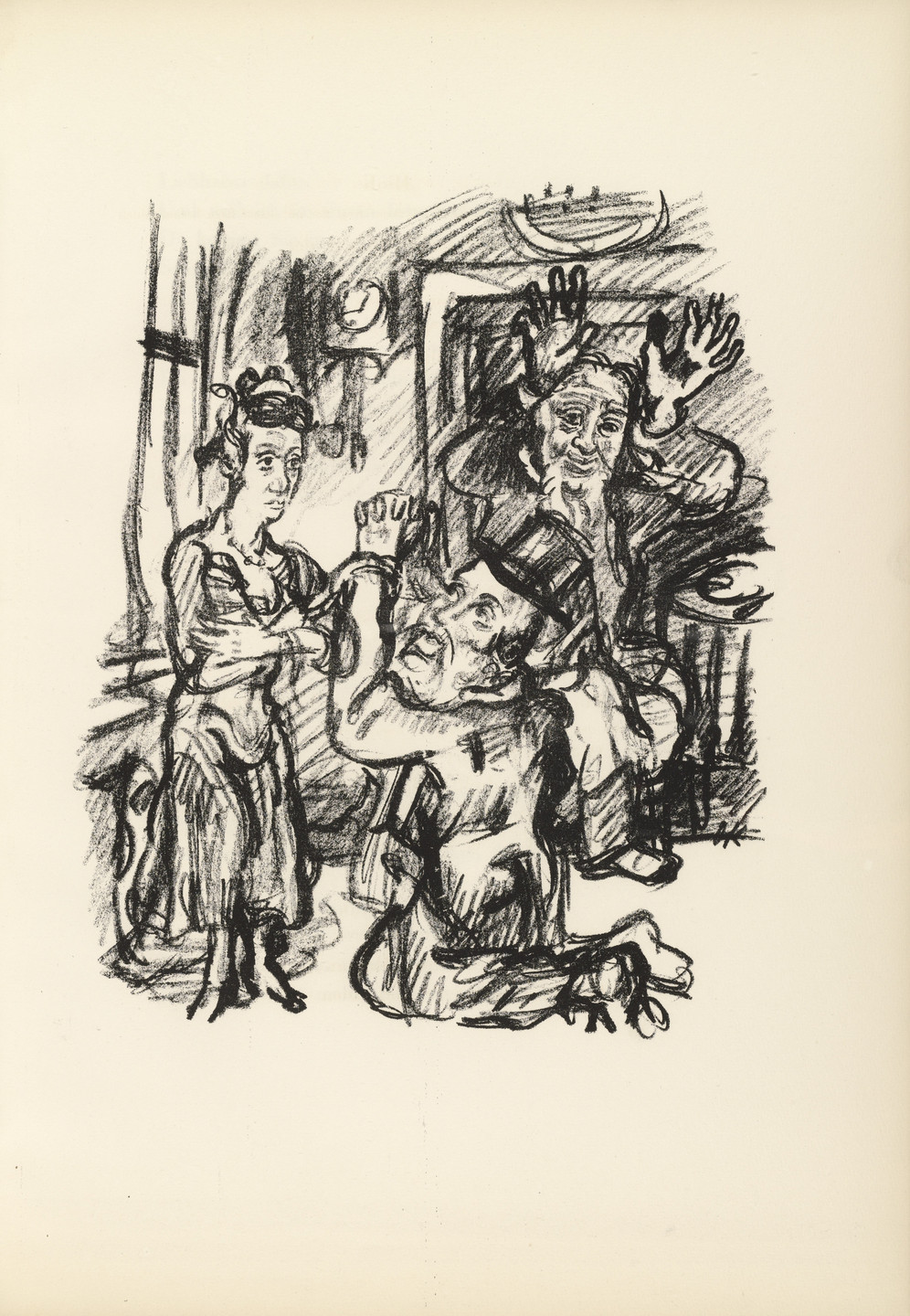 Oskar Kokoschka. Job, Anima and the Contortionist (Hiob, Anima und der Kautschukmann) (plate, page 27) from Hiob (Job). 1916–17, published 1917