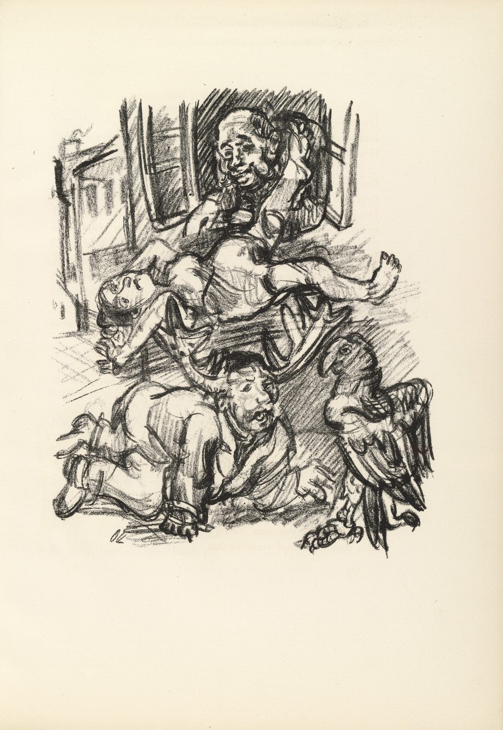 Oskar Kokoschka. Job with Horns (Hiob mit Geweih) (plate, page 45) from Hiob (Job). 1916–17, published 1917