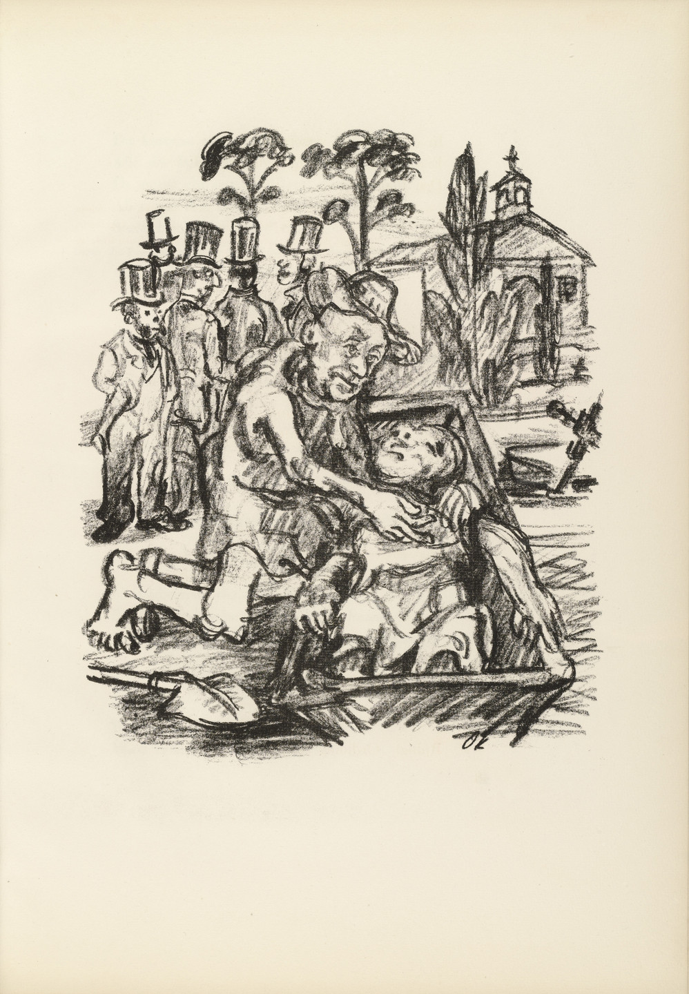 Oskar Kokoschka. The Gentlemen in Mourning Dress (Die Herren in Trauerkleidung) (plate, page 49) from Hiob (Job). 1916–17, published 1917