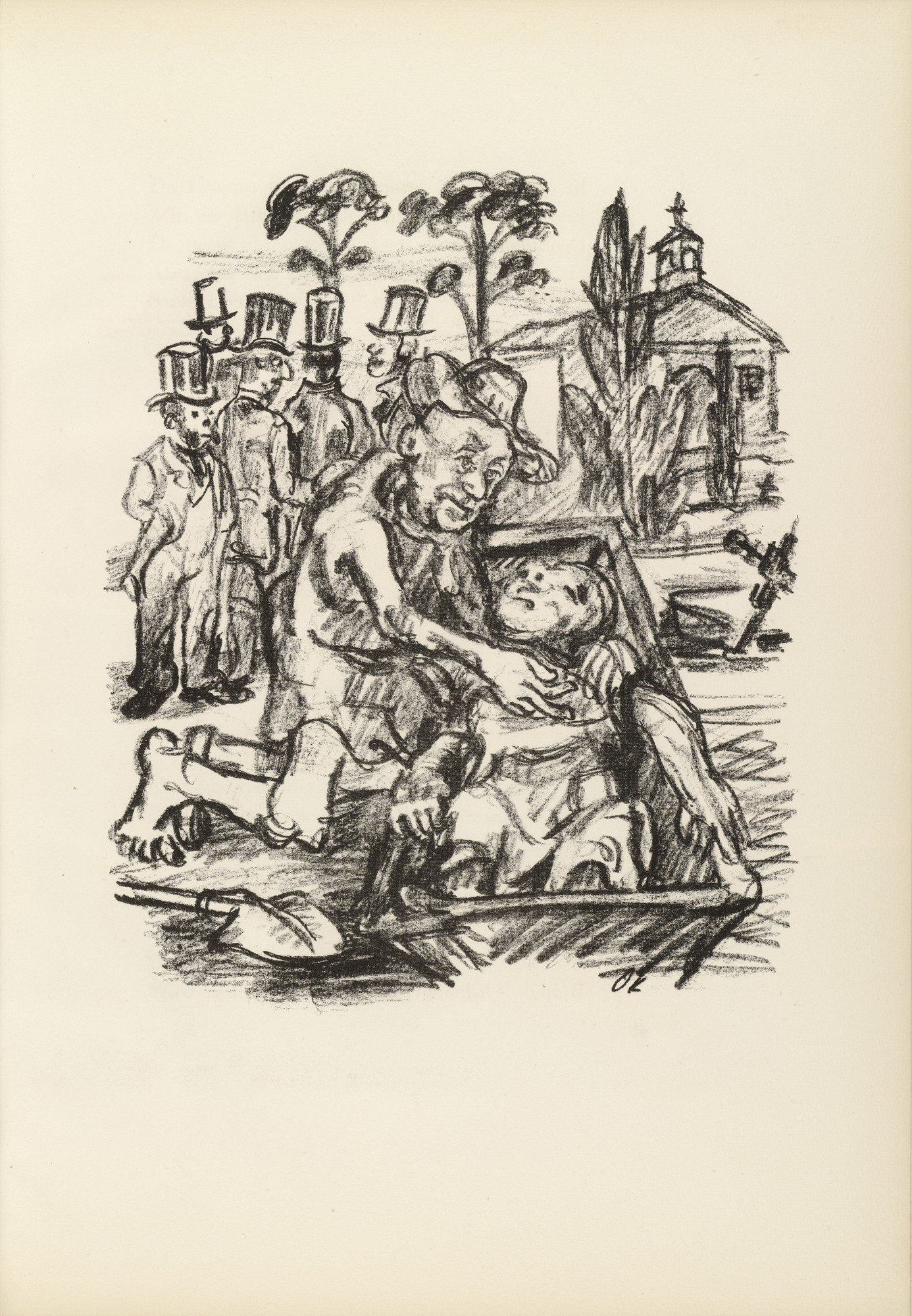 Oskar Kokoschka. The Gentlemen in Mourning Dress (Die Herren in Trauerkleidung) (plate, page 49) from Hiob (Job)
