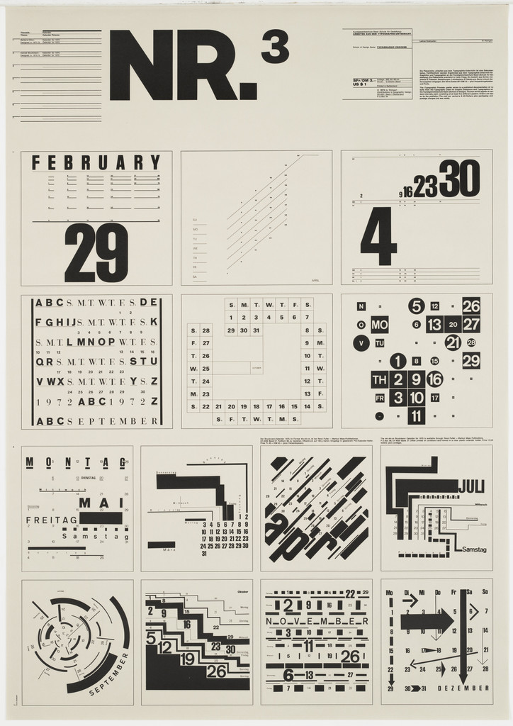 Typographic Process, Nr 3. Calender Text Structures