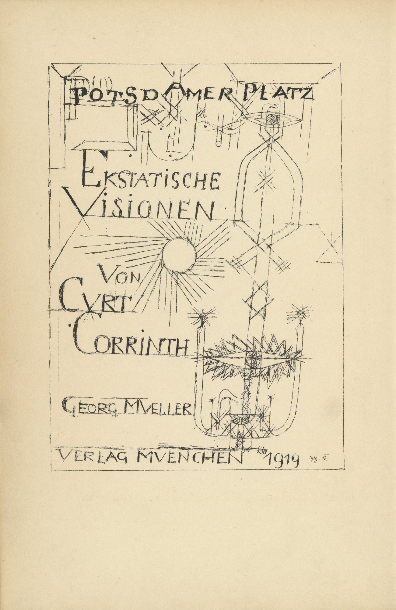 Paul Klee. Frontispiece (page 2) from Potsdamer Platz oder Die Nächte des neuen Messias. Ekstatische Visionen (Potsdamer Platz or The Nights of the New Messiah. Ecstatic Visions)