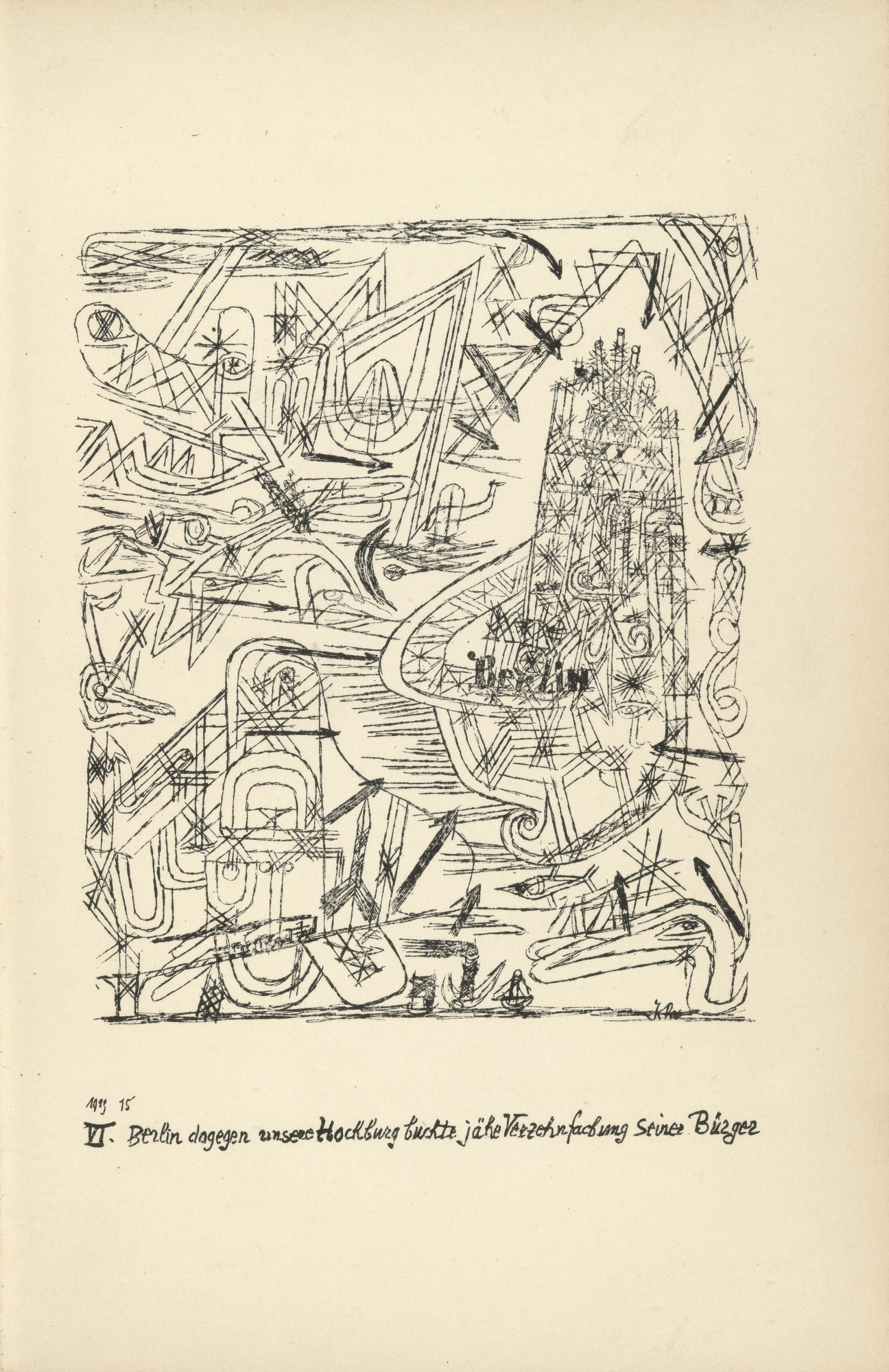 Paul Klee. Yet Berlin, Our Citadel, Experienced a Sudden Ten-Fold Increase of Its Citizens (plate facing page 58) from Potsdamer Platz oder Die Nächte des neuen Messias. Ekstatische Visionen (Potsdamer Platz or The Nights of the New Messiah. Ecstatic Visions)