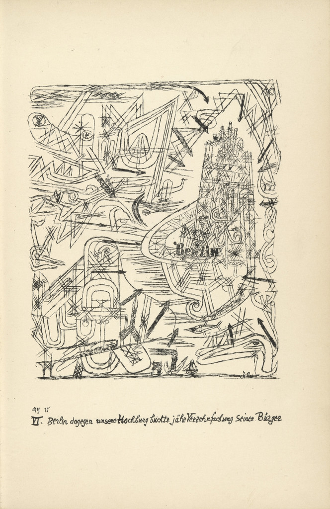 Yet Berlin, Our Citadel, Experienced a Suddent Ten-Fold Increase of Its Citizens (plate facing page 58) from Potsdamer Platz oder Die Nächte des neuen Messias. Ekstatische Visionen (Potsdamer Platz or The Nights of the New Messiah. Ecstatic Visions)